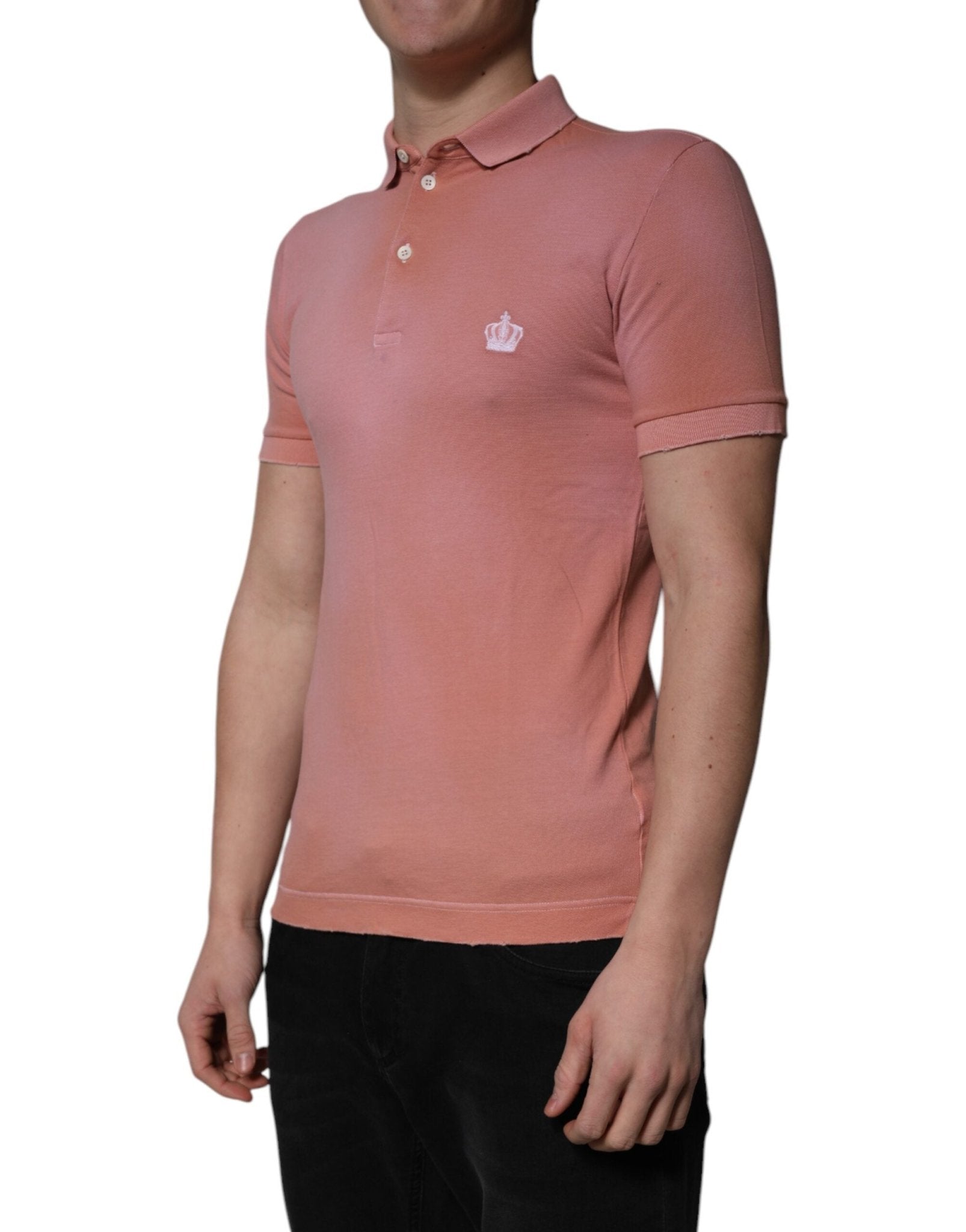 Dolce & Gabbana Pink Cotton Crown Collared Polo T-shirt - RIMODA