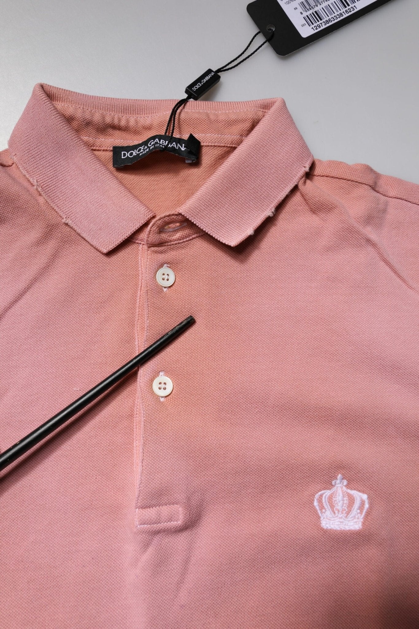 Dolce & Gabbana Pink Cotton Crown Collared Polo T-shirt - RIMODA