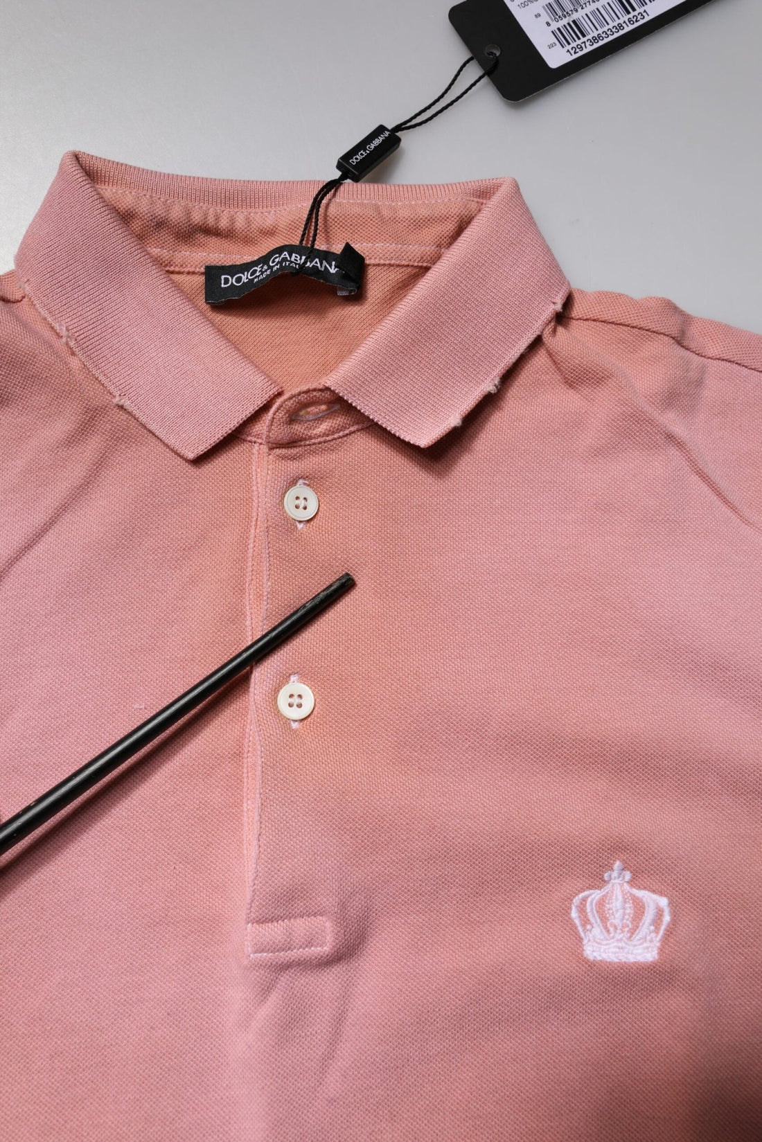 Dolce & Gabbana Pink Cotton Crown Collared Polo T-shirt - RIMODA