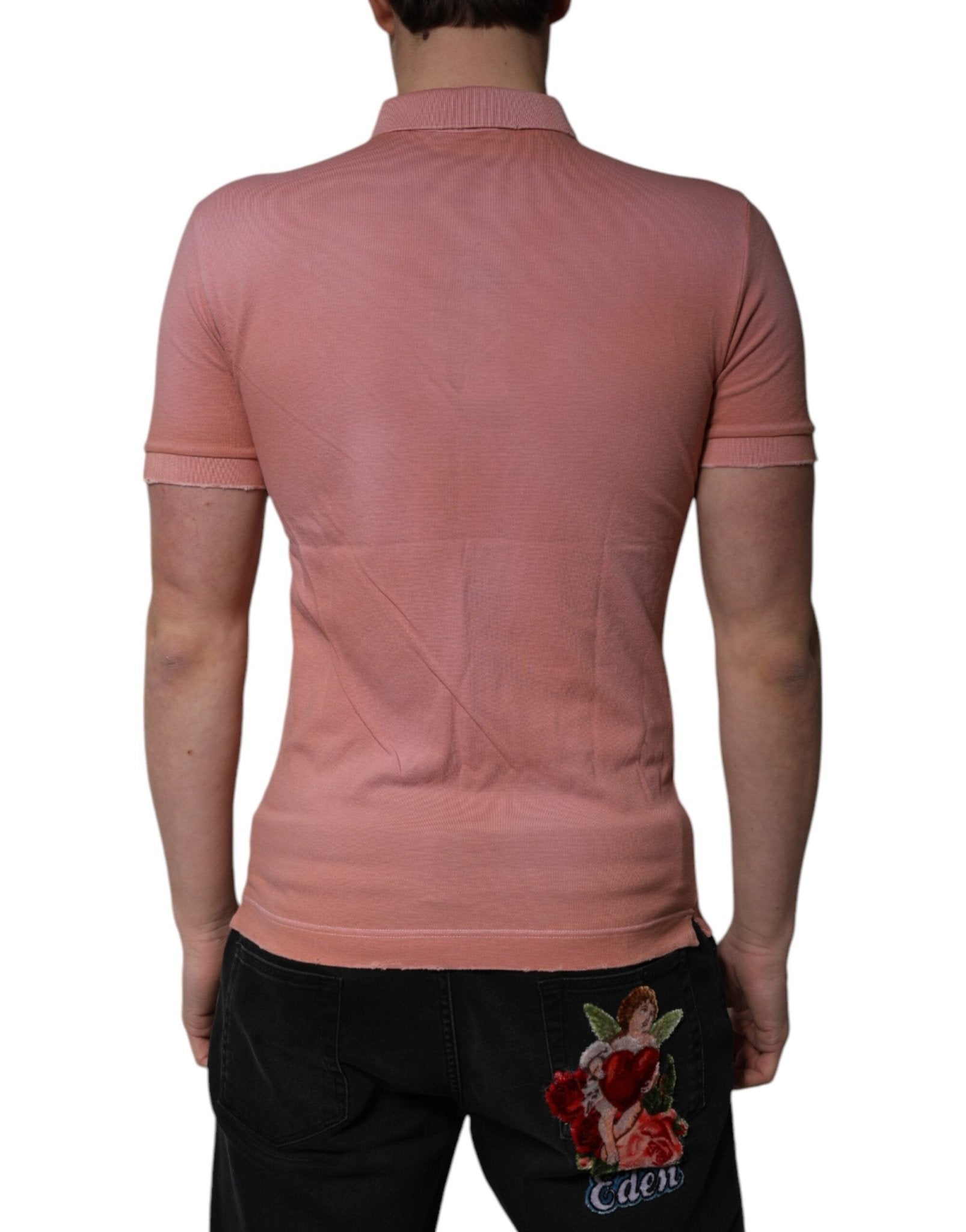 Dolce & Gabbana Pink Cotton Crown Collared Polo T-shirt - RIMODA