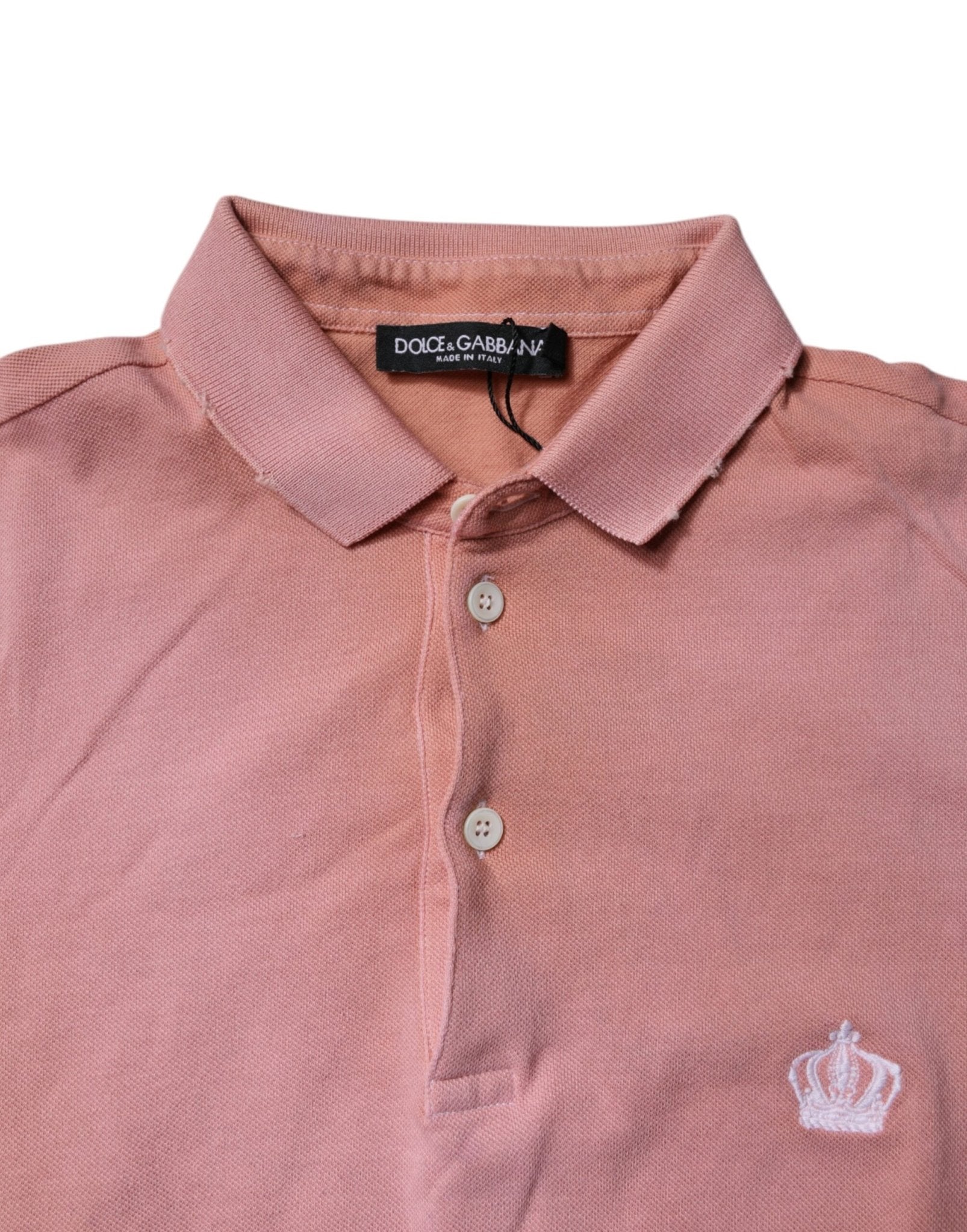 Dolce & Gabbana Pink Cotton Crown Collared Polo T-shirt - RIMODA