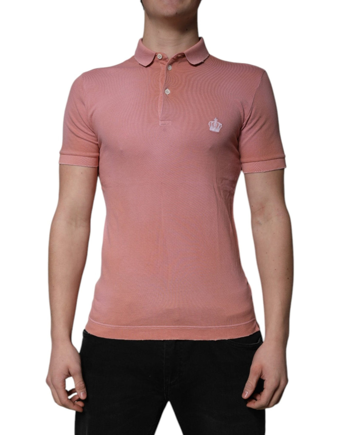 Dolce & Gabbana Pink Cotton Crown Collared Polo T-shirt - RIMODA