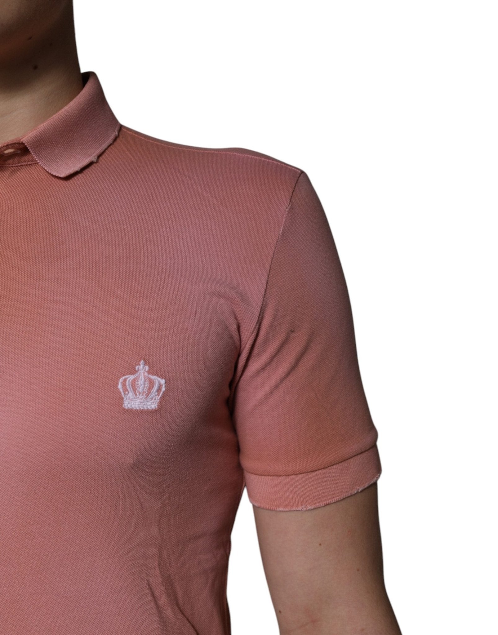 Dolce & Gabbana Pink Cotton Crown Collared Polo T-shirt - RIMODA