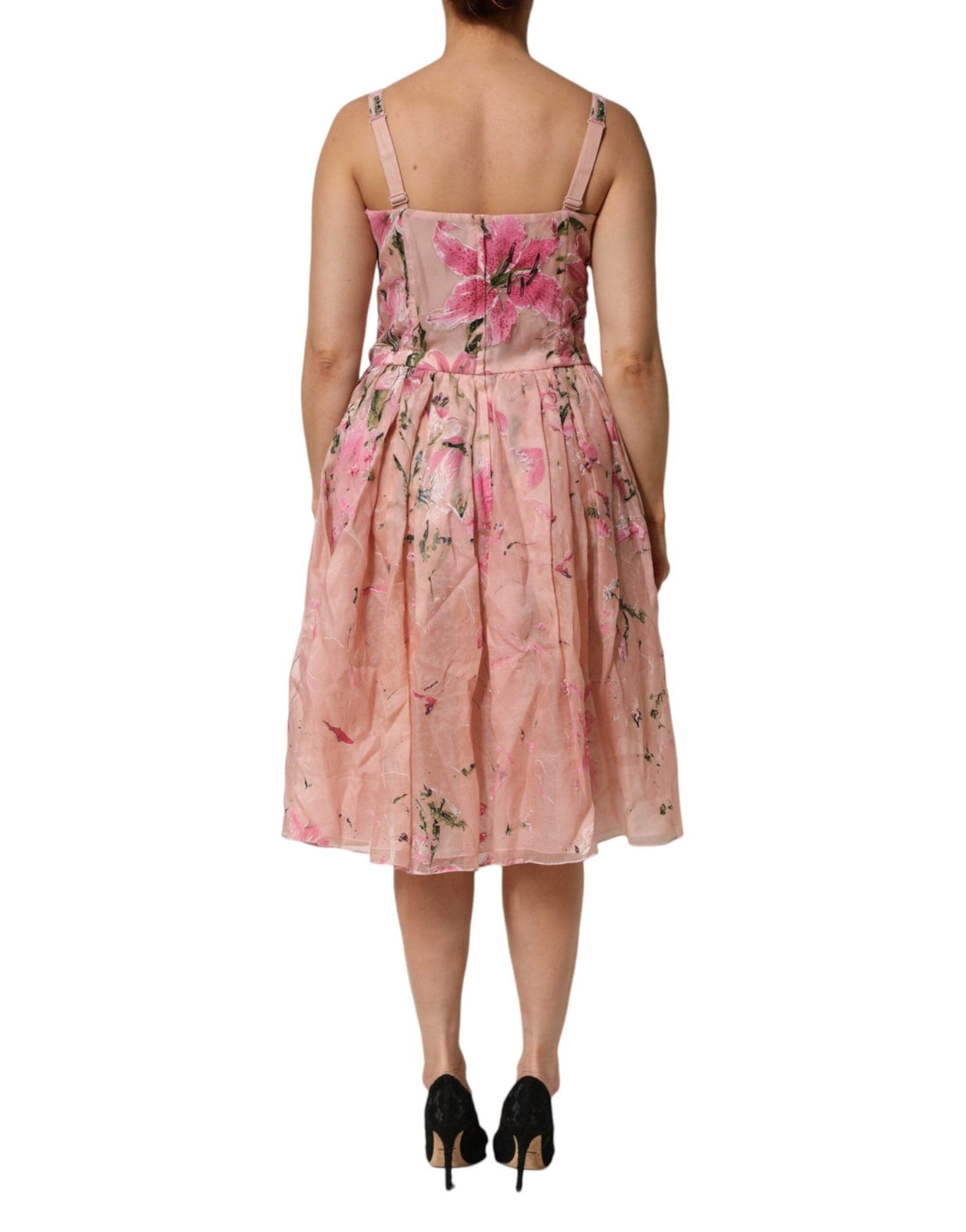 Dolce & Gabbana Pink Cotton Floral Pleated Sleeveless Dress - RIMODA
