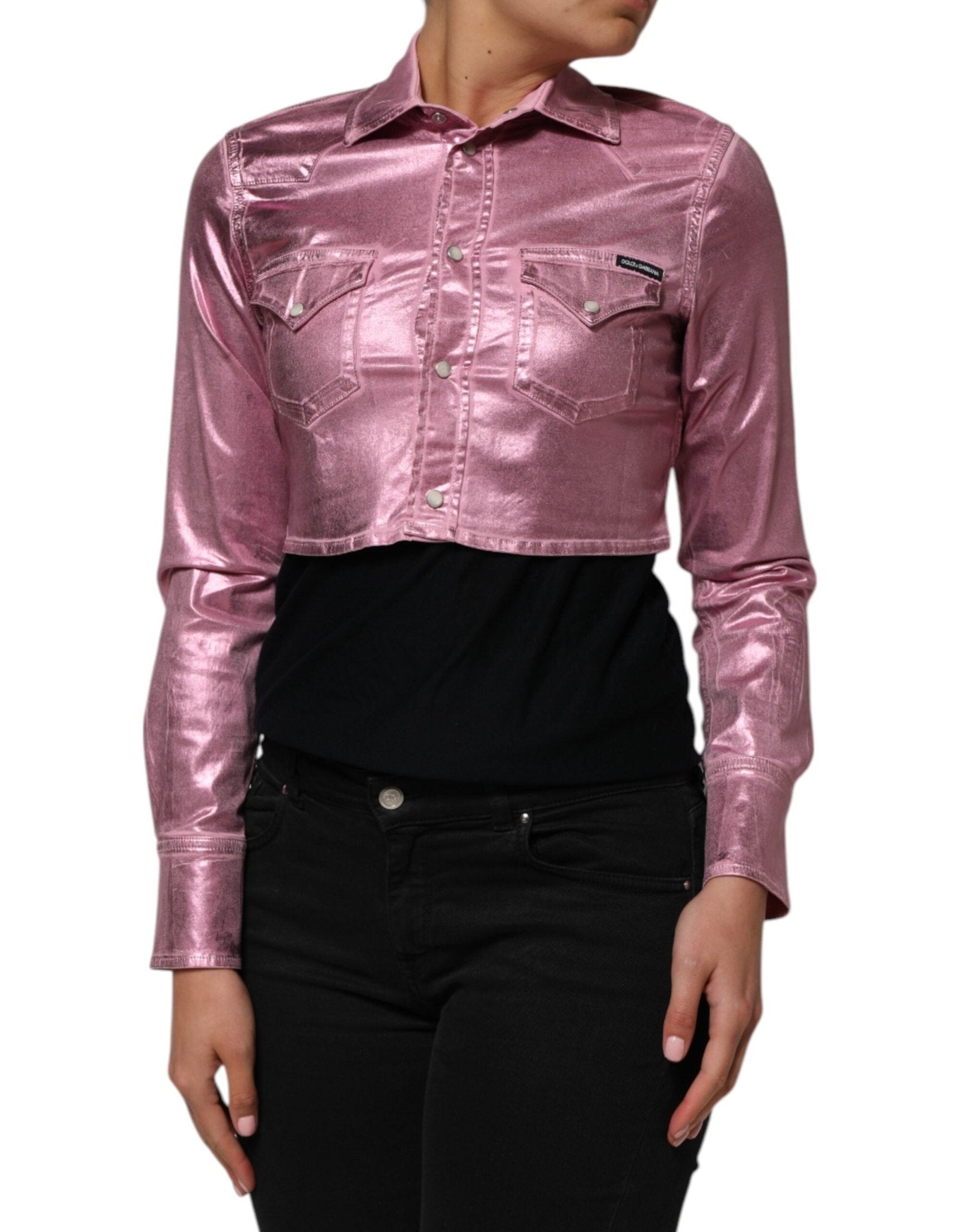 Dolce & Gabbana Pink Cotton Stretch Collared Cropped Jacket - RIMODA