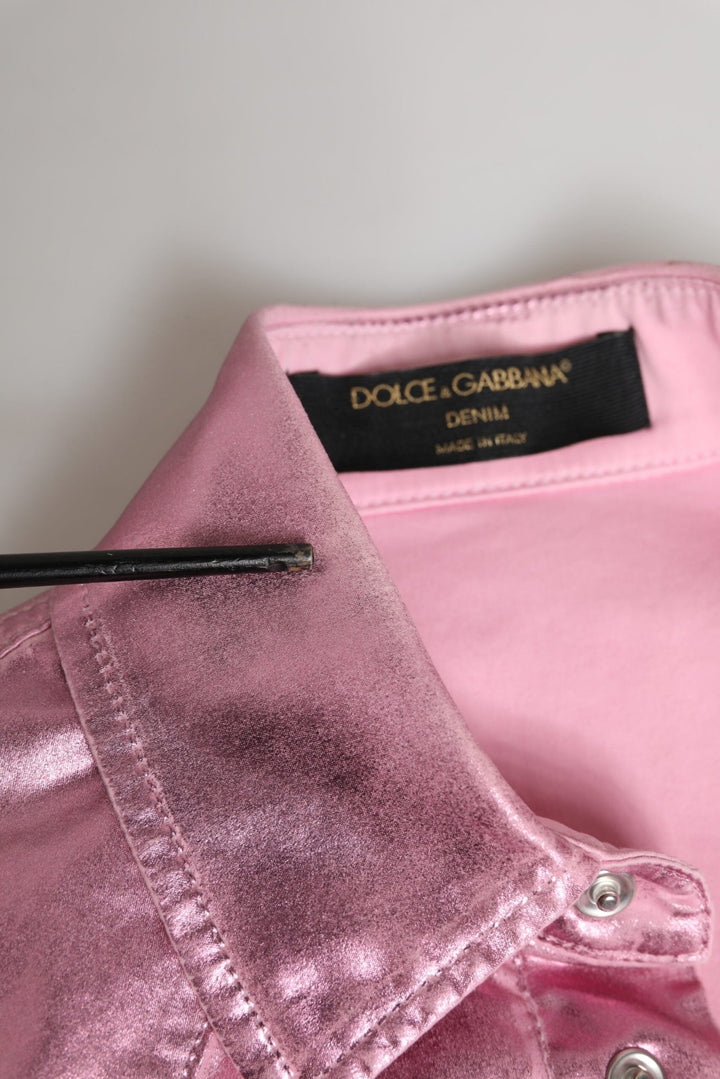 Dolce & Gabbana Pink Cotton Stretch Collared Cropped Jacket - RIMODA