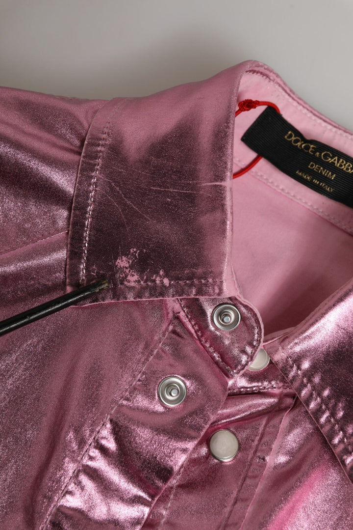 Dolce & Gabbana Pink Cotton Stretch Collared Cropped Jacket - RIMODA