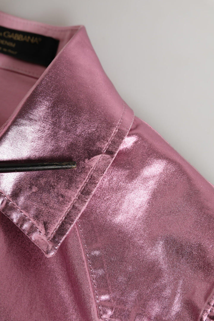 Dolce & Gabbana Pink Cotton Stretch Collared Cropped Jacket - RIMODA
