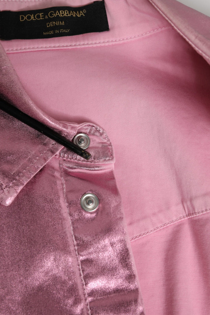 Dolce & Gabbana Pink Cotton Stretch Collared Cropped Jacket - RIMODA