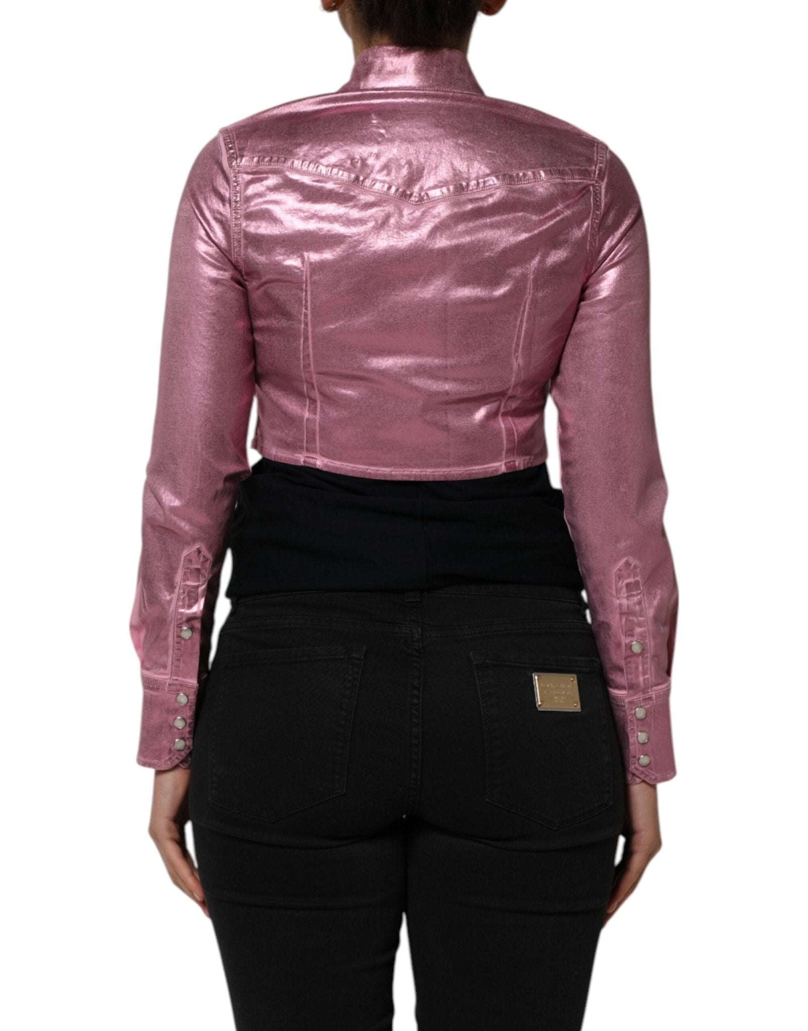 Dolce & Gabbana Pink Cotton Stretch Collared Cropped Jacket - RIMODA