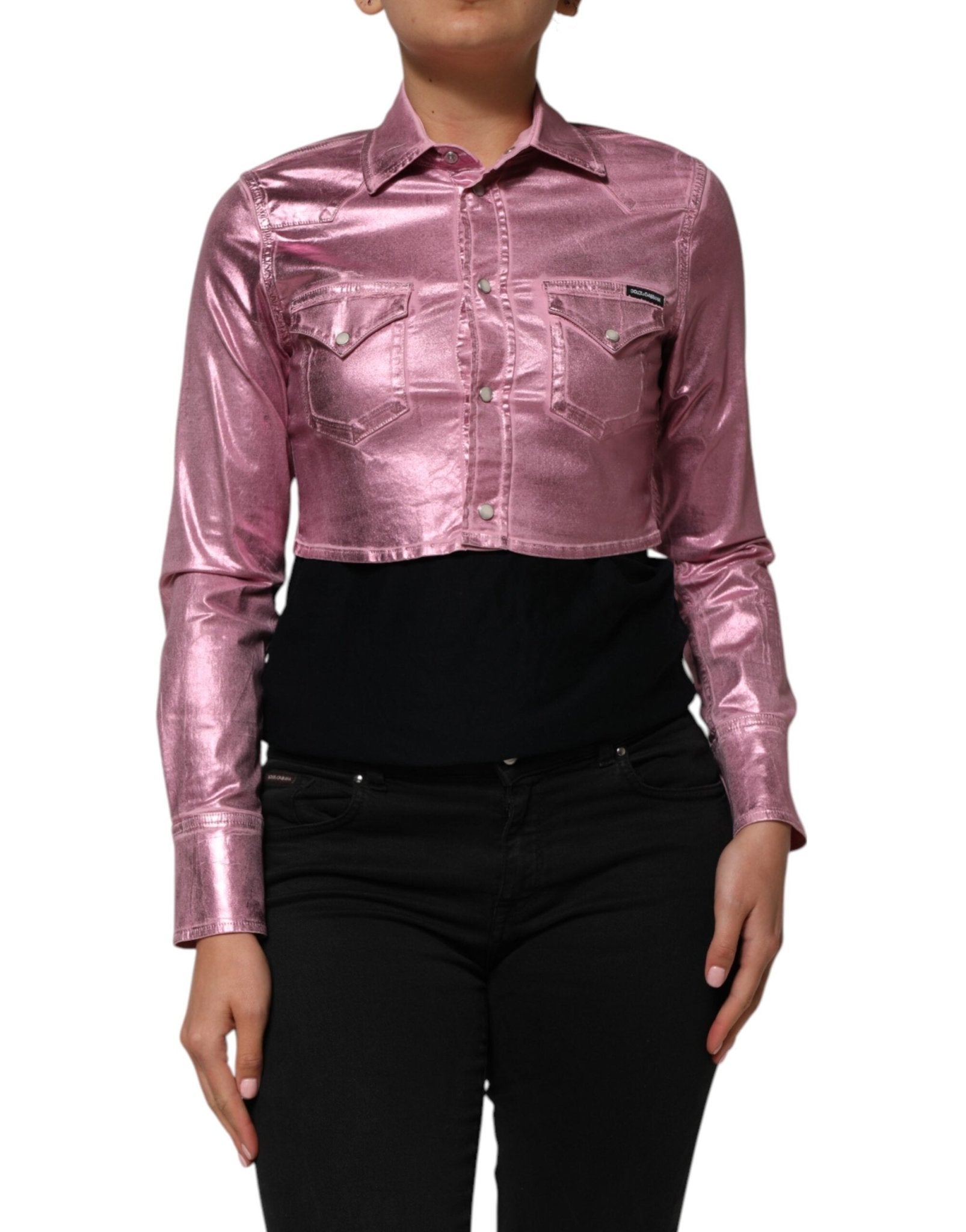 Dolce & Gabbana Pink Cotton Stretch Collared Cropped Jacket - RIMODA