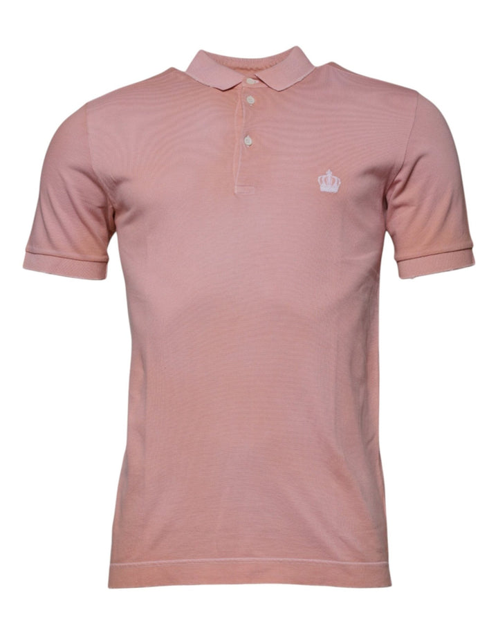 Dolce & Gabbana Pink Crown Collared Short Sleeve Polo T-shirt - RIMODA