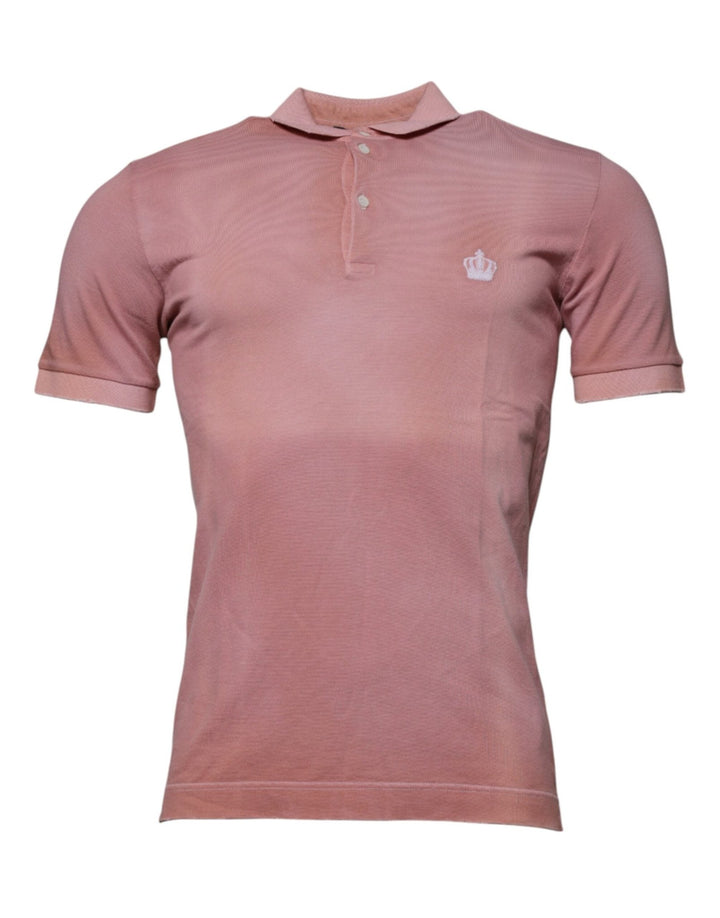 Dolce & Gabbana Pink Crown Collared Short Sleeve Polo T-shirt - RIMODA