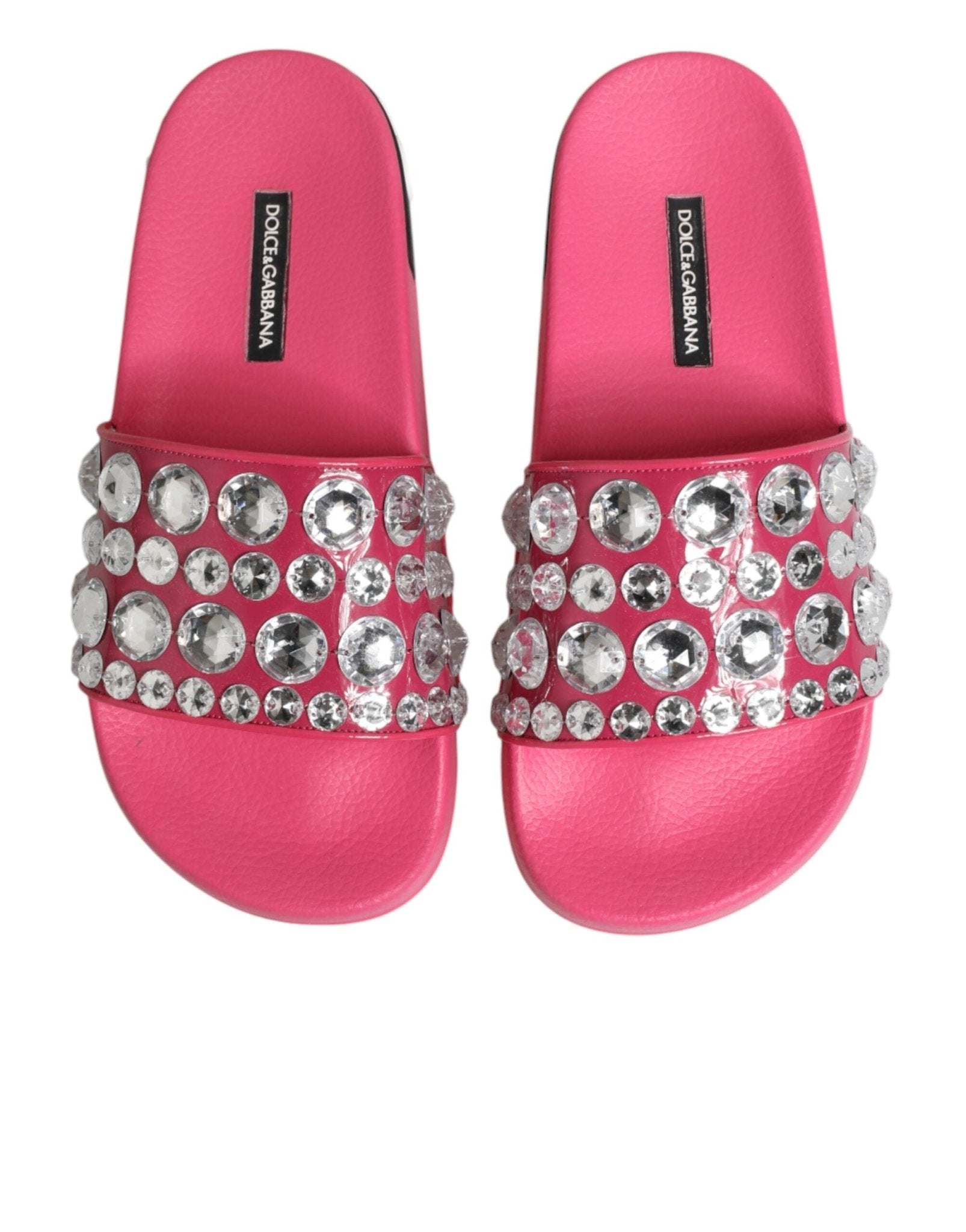 Dolce & Gabbana Pink Crystal Slides Sandals Beachwear Shoes - RIMODA