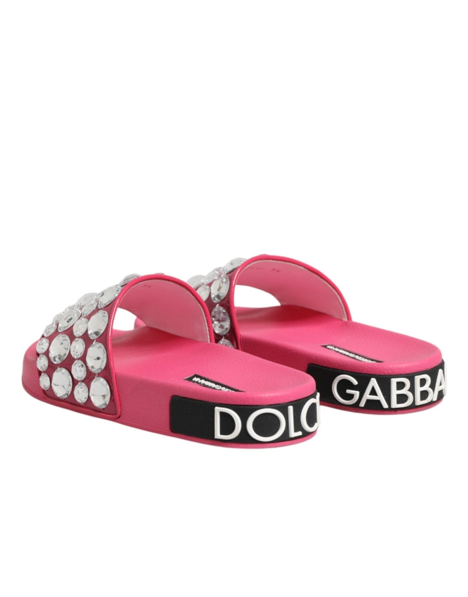 Dolce & Gabbana Pink Crystal Slides Sandals Beachwear Shoes - RIMODA