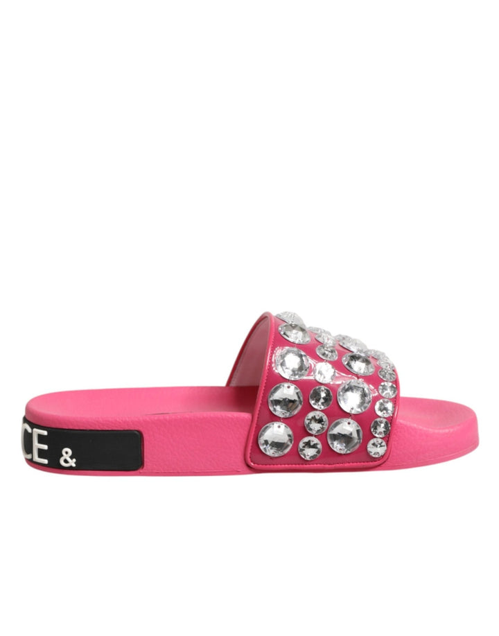 Dolce & Gabbana Pink Crystal Slides Sandals Beachwear Shoes - RIMODA