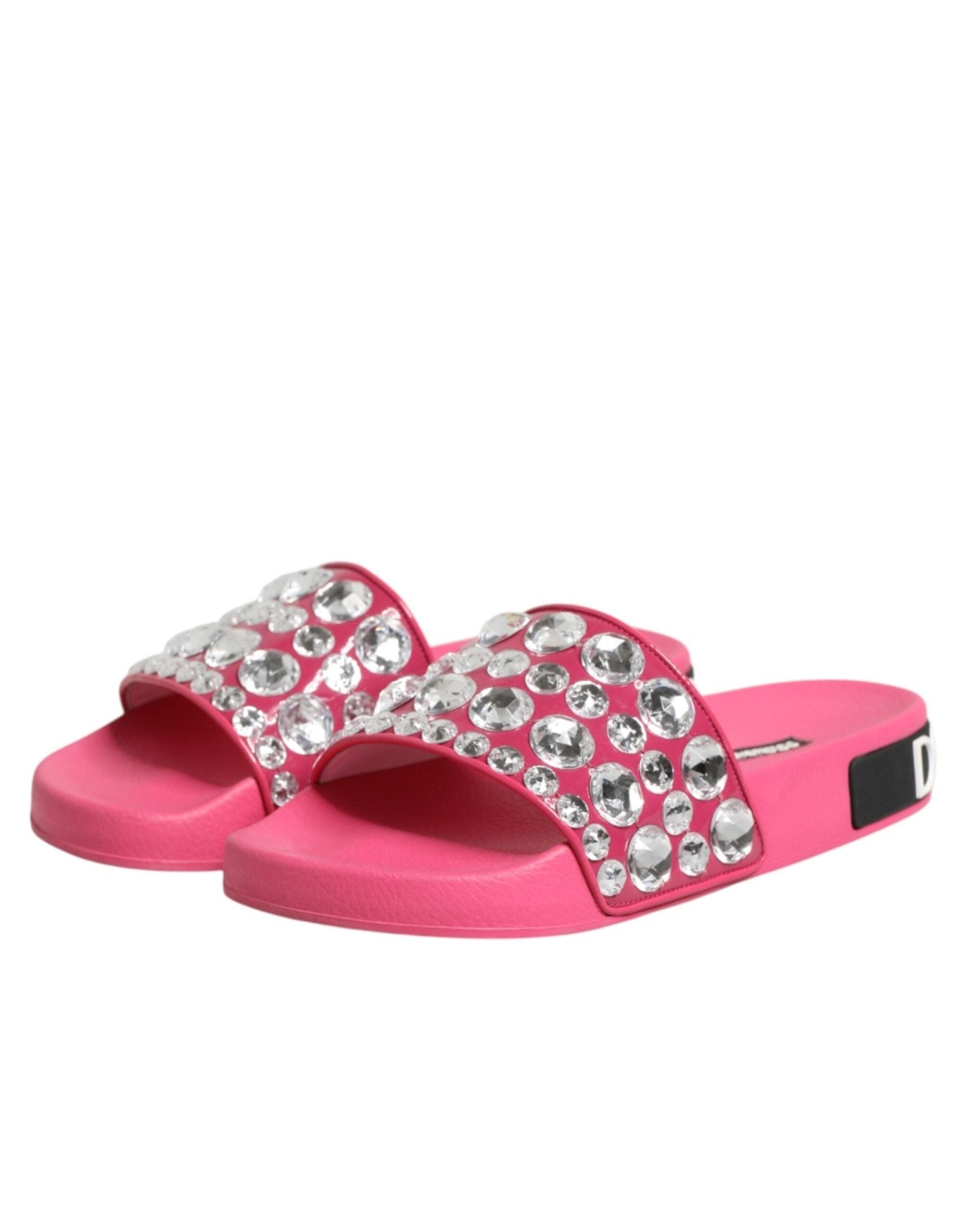 Dolce & Gabbana Pink Crystal Slides Sandals Beachwear Shoes - RIMODA