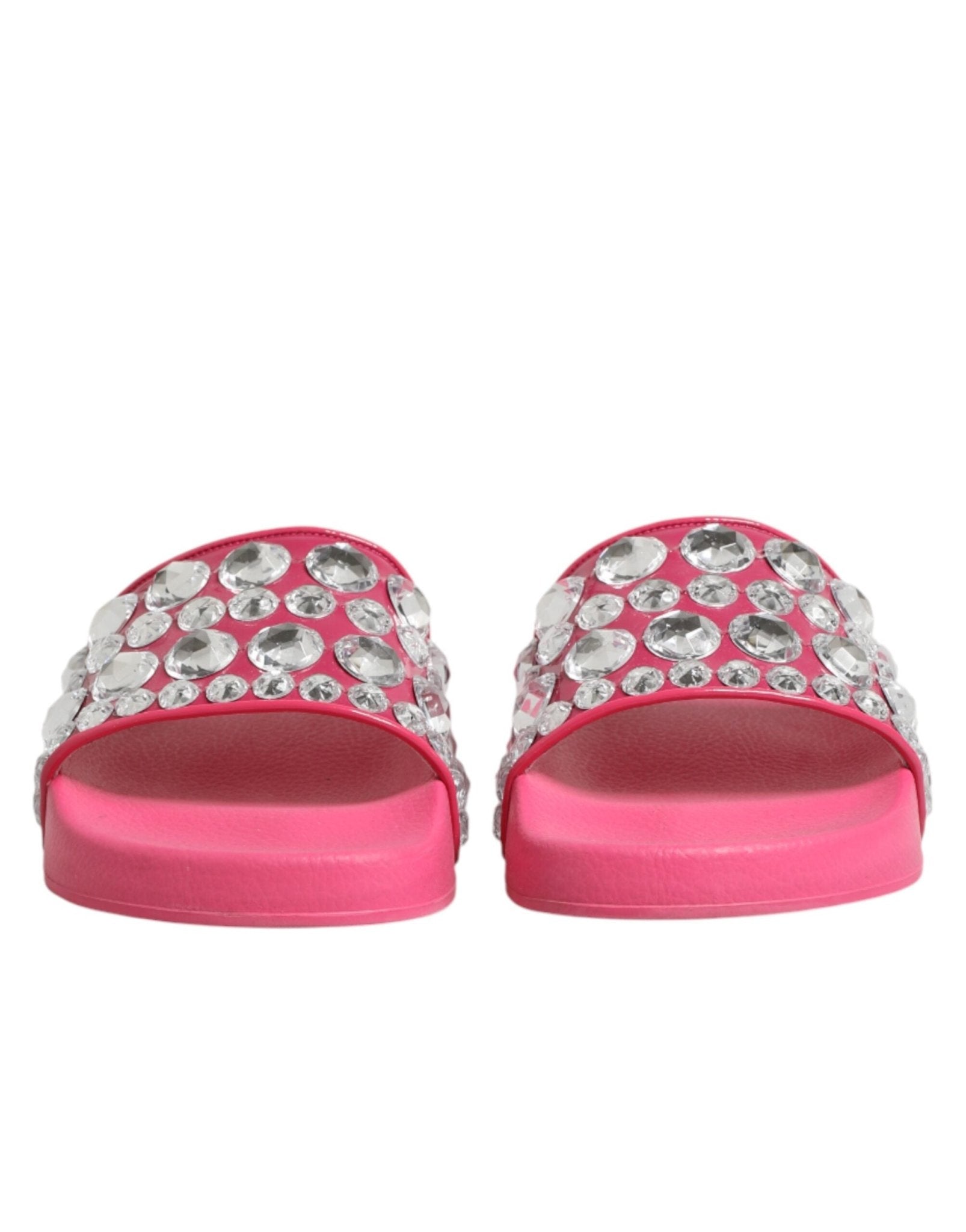 Dolce & Gabbana Pink Crystal Slides Sandals Beachwear Shoes - RIMODA