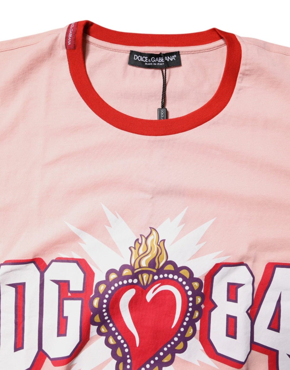 Dolce & Gabbana Pink DG 84 Sacred Heart Print Cotton T-shirt - RIMODA