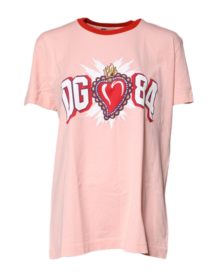 Dolce & Gabbana Pink DG 84 Sacred Heart Print Cotton T-shirt - RIMODA