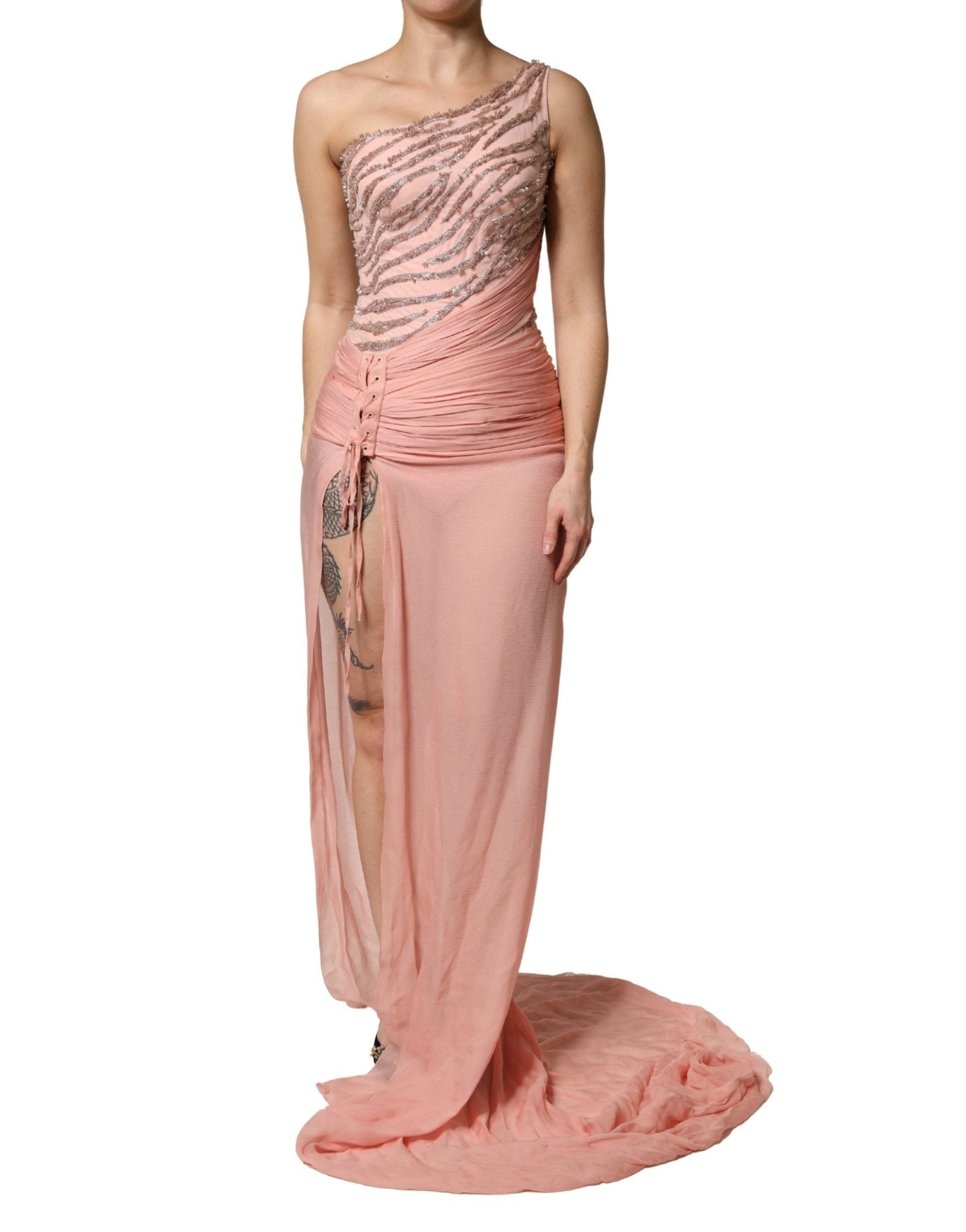 Dolce & Gabbana Pink Embellished One Shoulder Maxi Dress - RIMODA