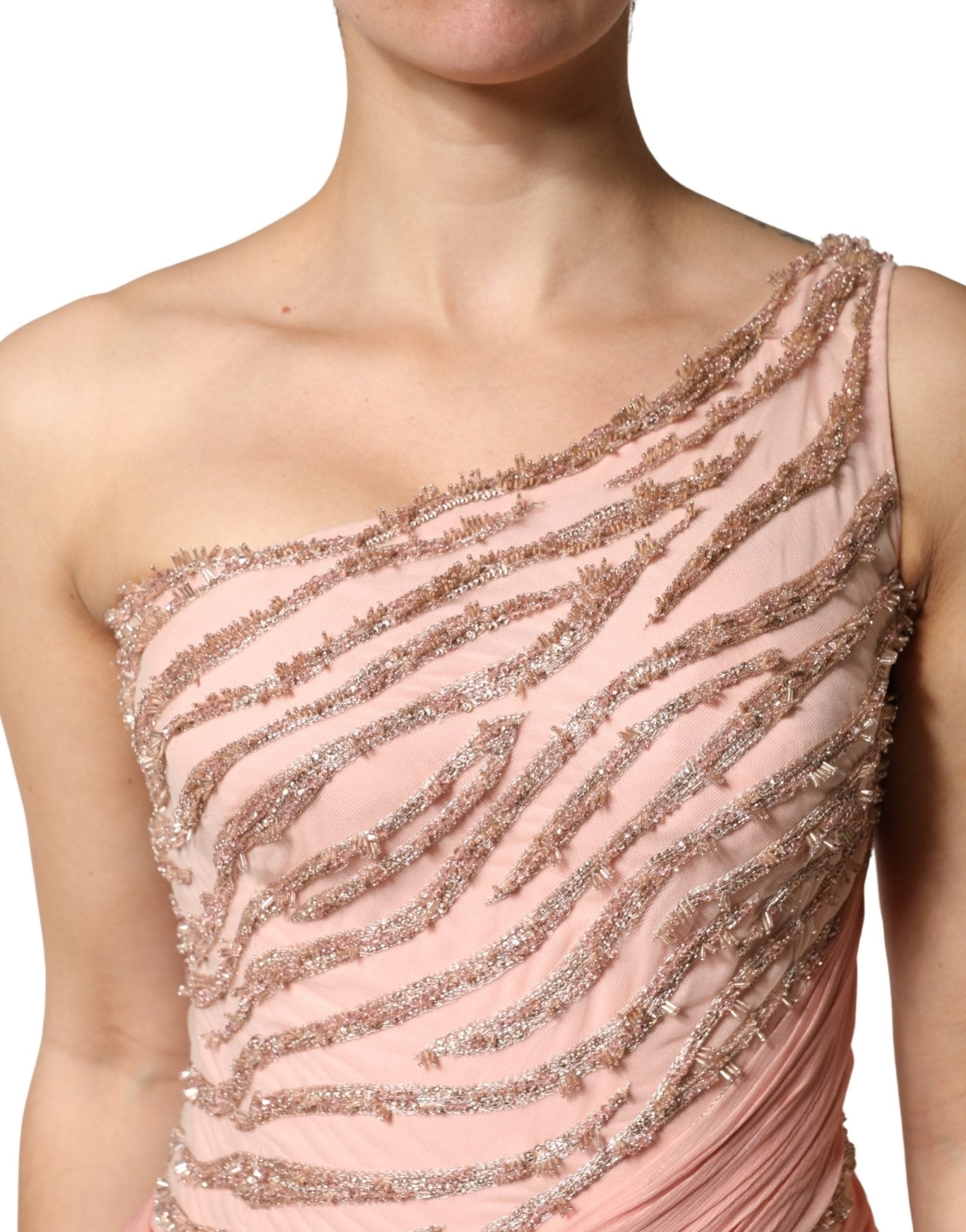 Dolce & Gabbana Pink Embellished One Shoulder Maxi Dress - RIMODA
