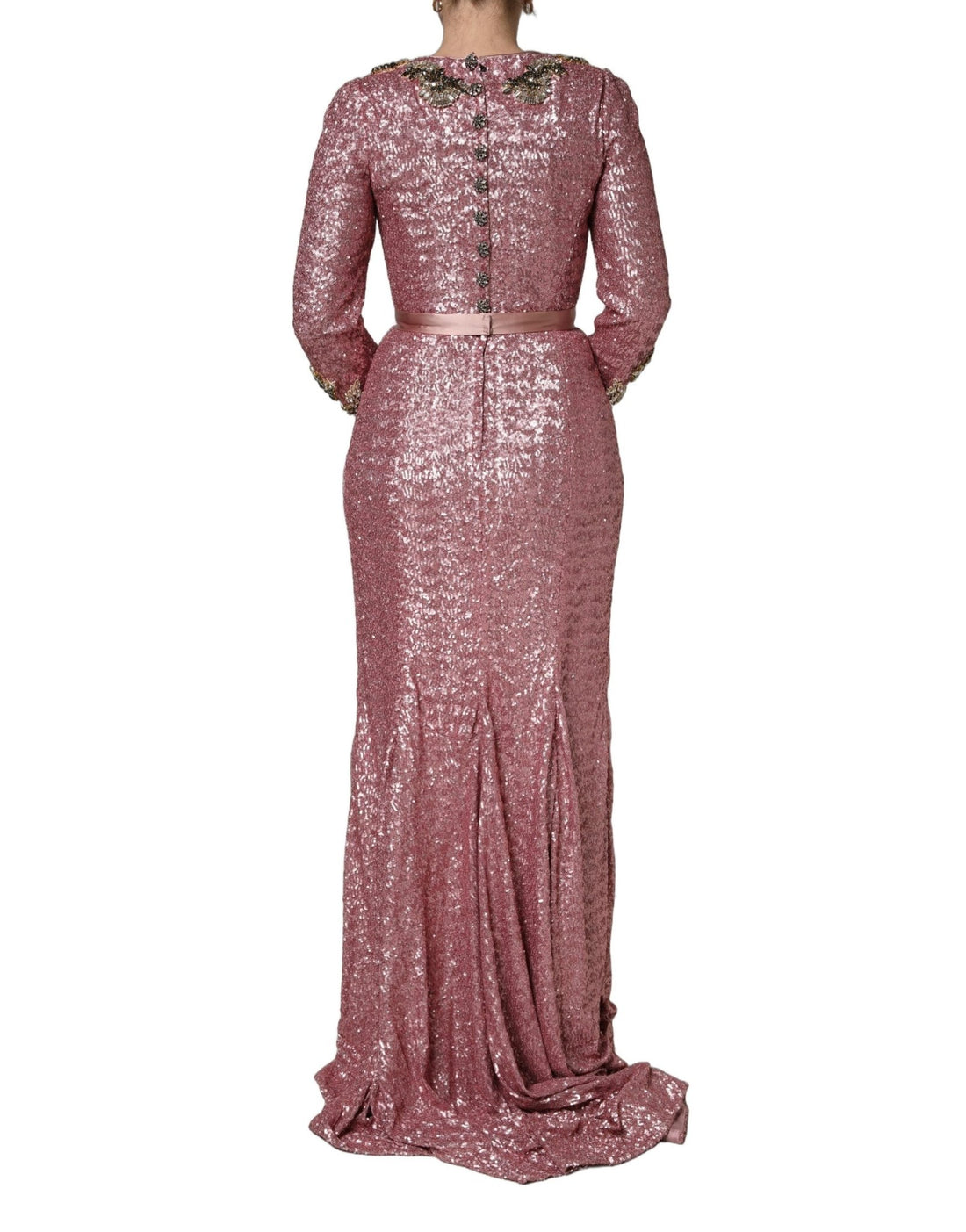 Dolce & Gabbana Pink Embellished Sequined Evening Gown Dress - RIMODA