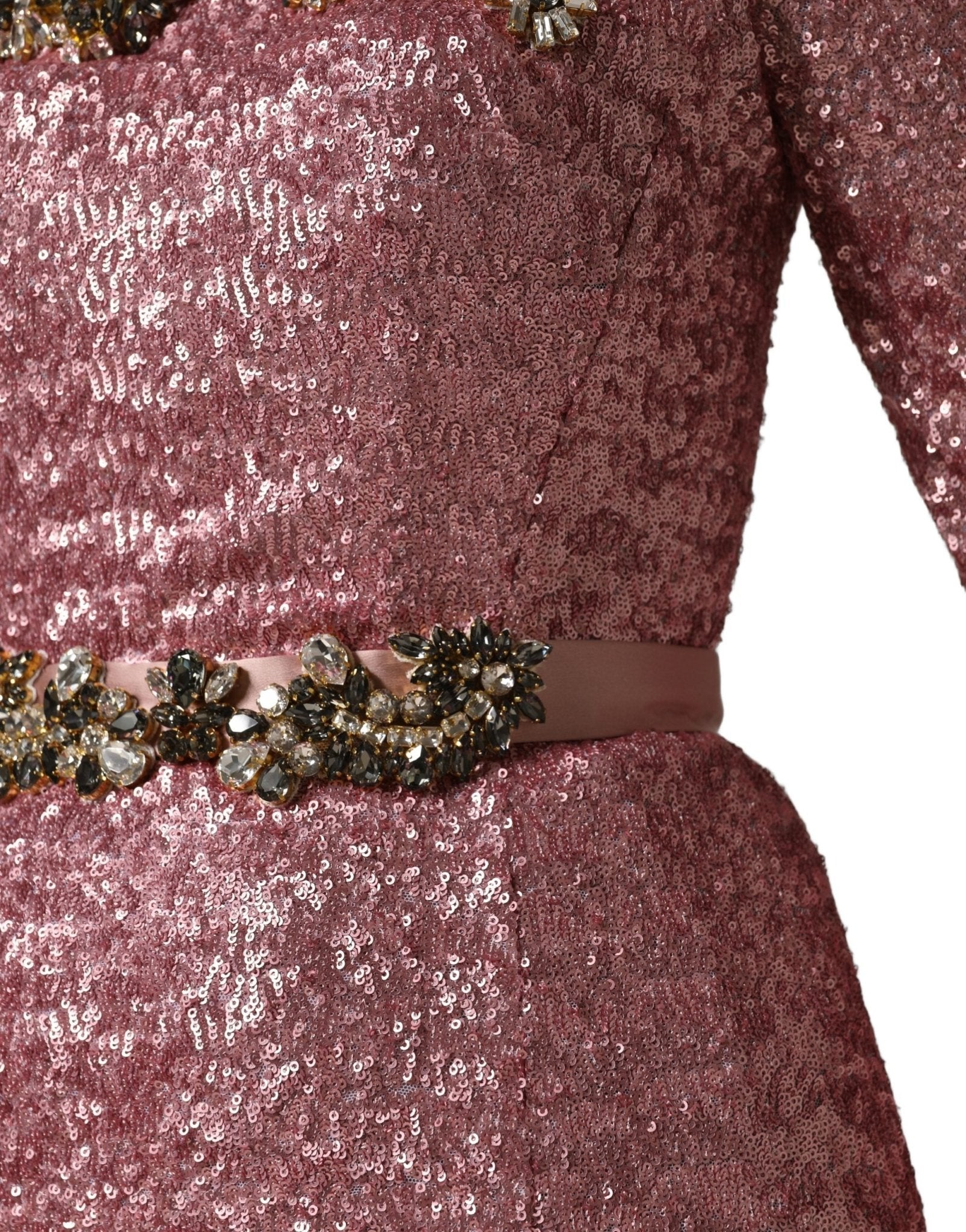 Dolce & Gabbana Pink Embellished Sequined Evening Gown Dress - RIMODA