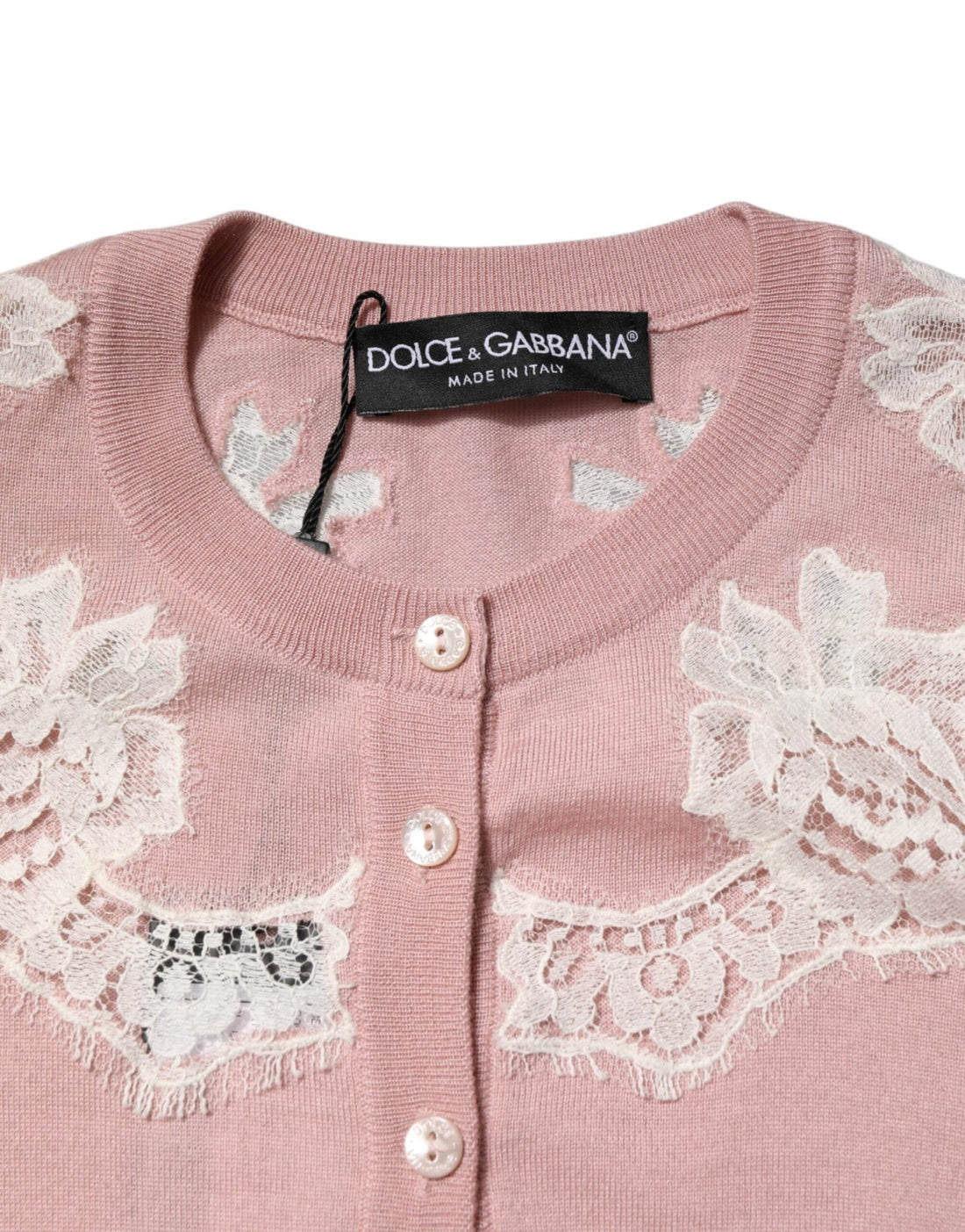 Dolce & Gabbana Pink Floral Lace Detailing Cardigan Sweater - RIMODA