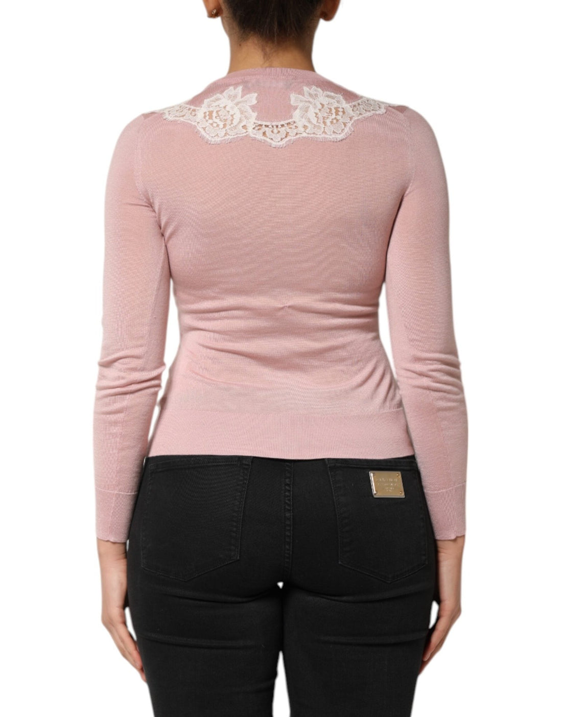 Dolce & Gabbana Pink Floral Lace Detailing Cardigan Sweater - RIMODA