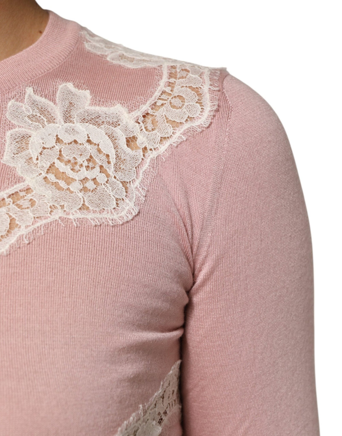 Dolce & Gabbana Pink Floral Lace Detailing Cardigan Sweater - RIMODA