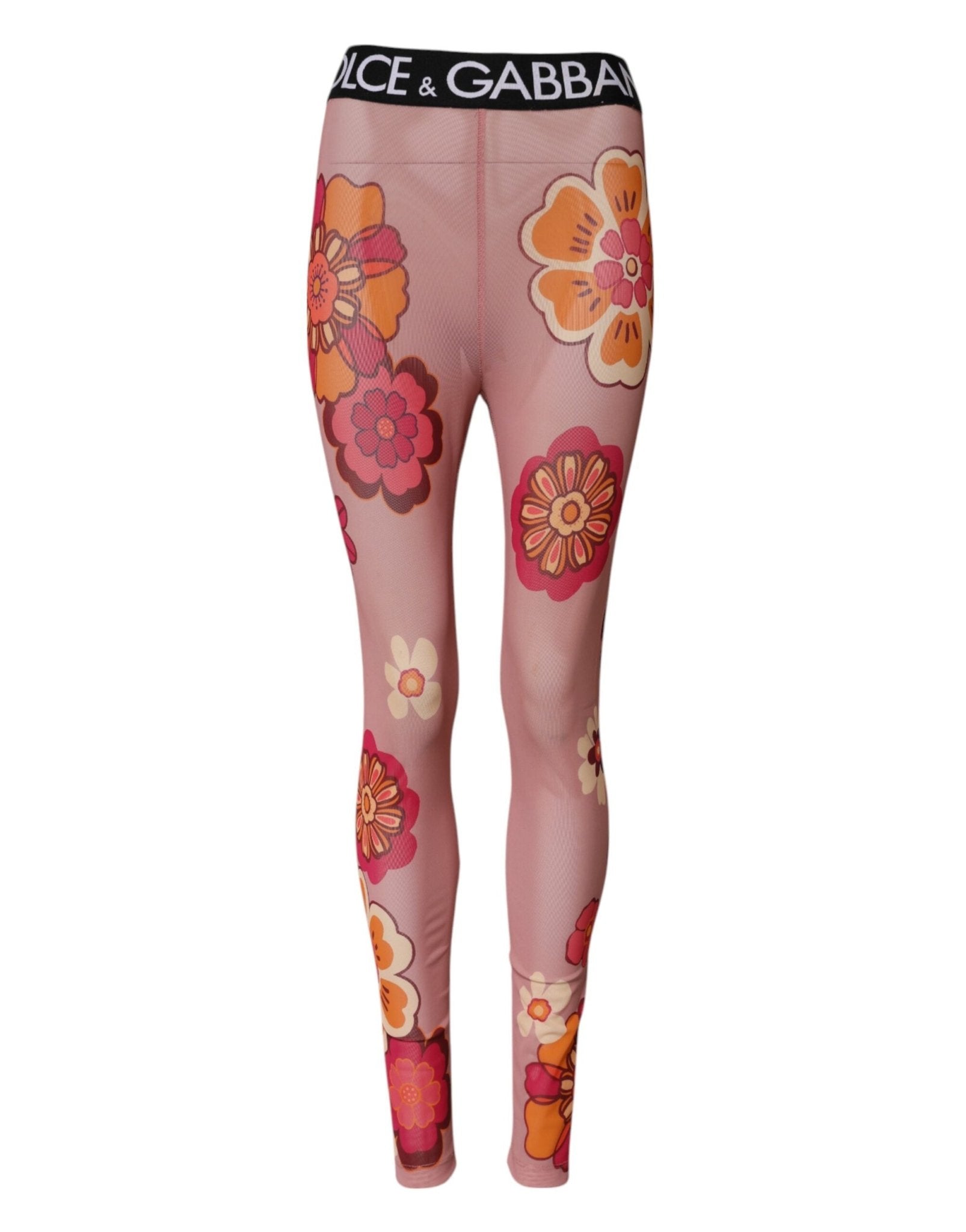 Dolce & Gabbana Pink Floral Leggings Stretch Waist Pants - RIMODA