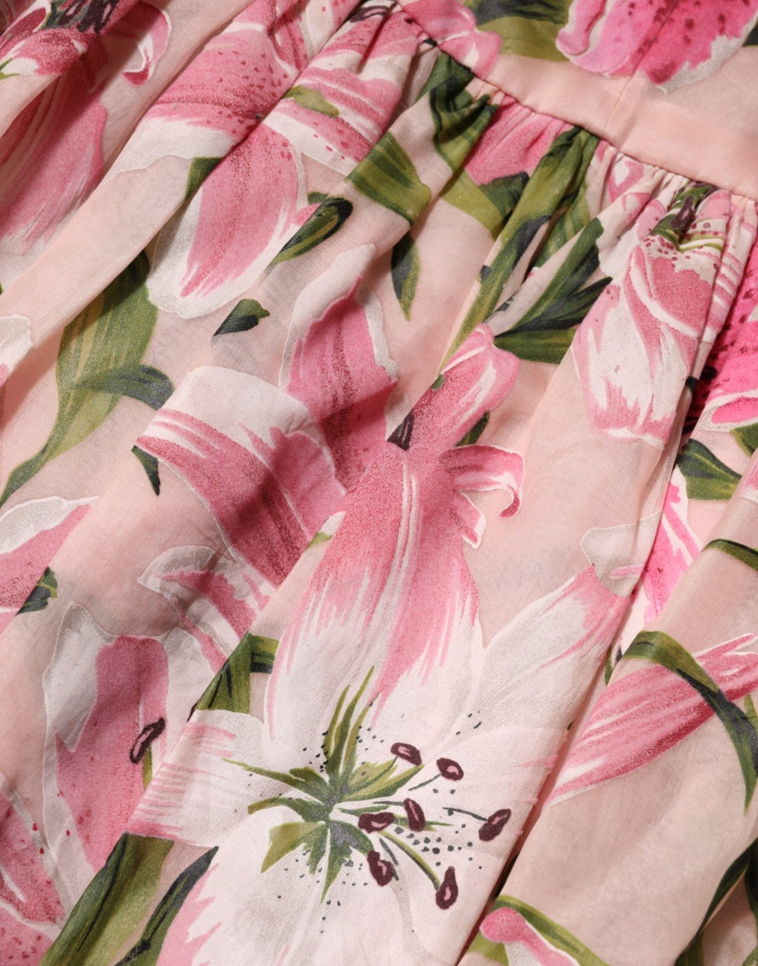 Dolce & Gabbana Pink Floral Lily Print Midi Sleeveless Dress - RIMODA