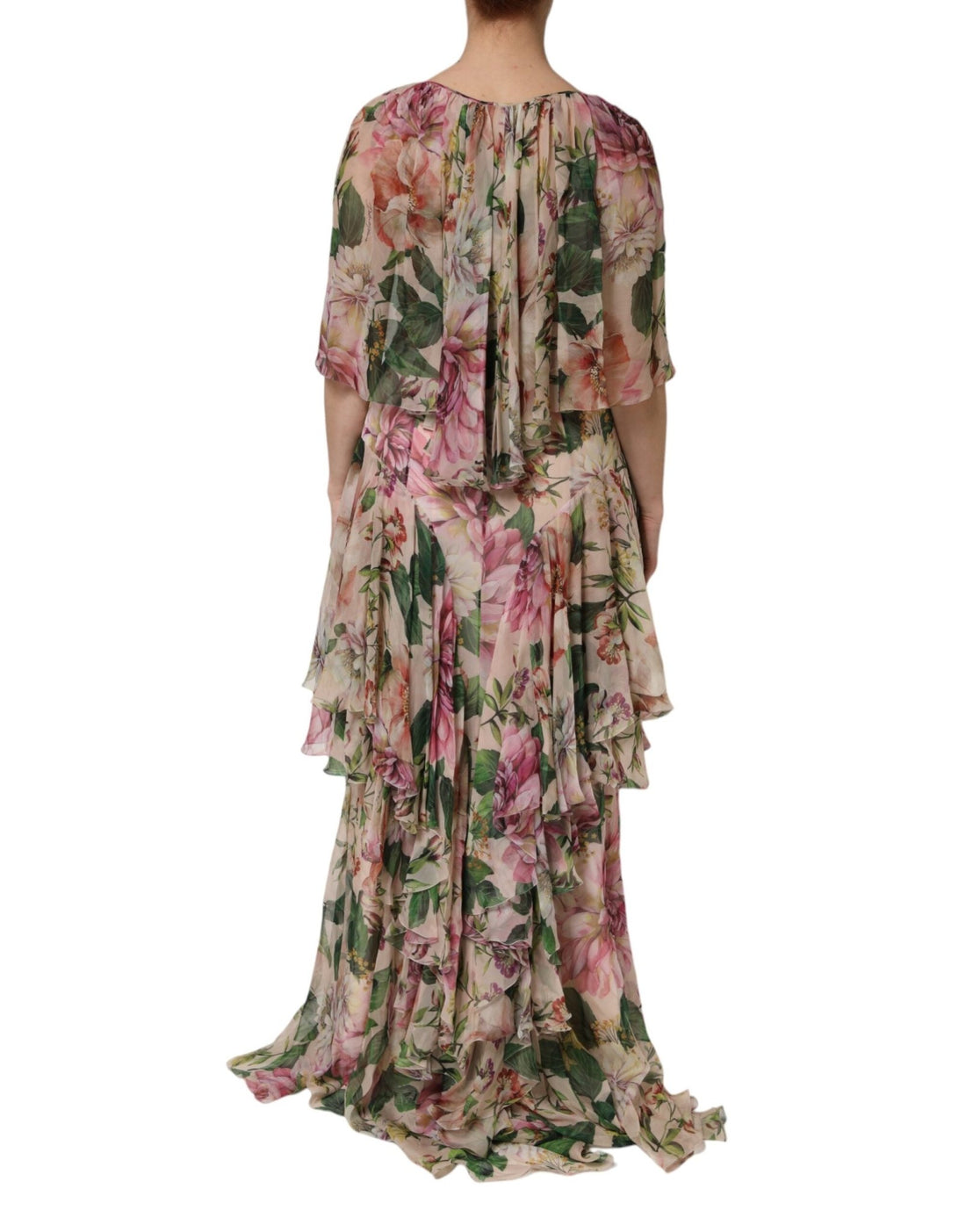 Dolce & Gabbana Pink Floral Print Tiered Long Maxi Dress - RIMODA