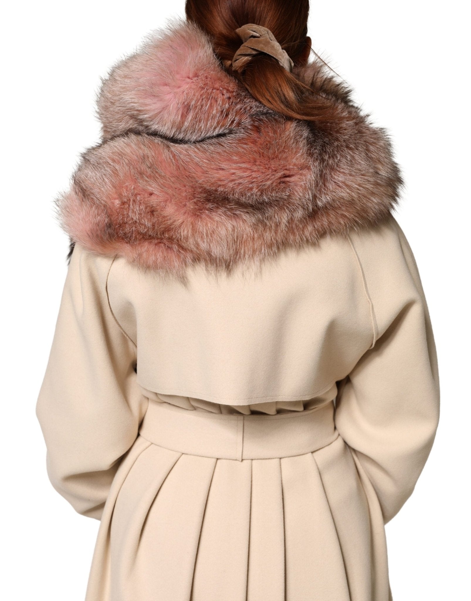 Dolce & Gabbana Pink Frost Fox Fur Neck Warmer Winter 120cm x 27cm Scarf - RIMODA