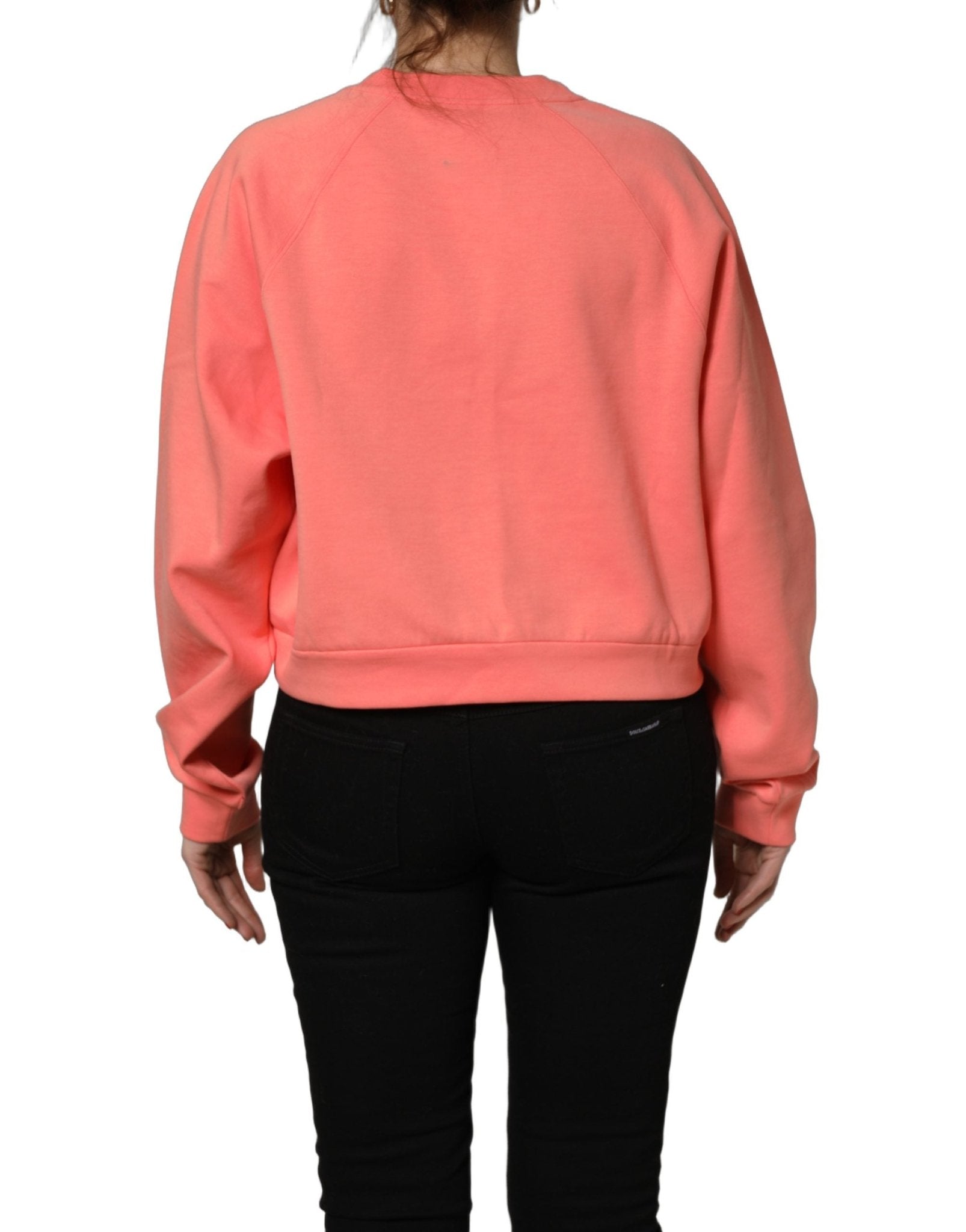 Dolce & Gabbana Pink Graphic Crew Neck Cropped Sweatshirt Sweater - RIMODA