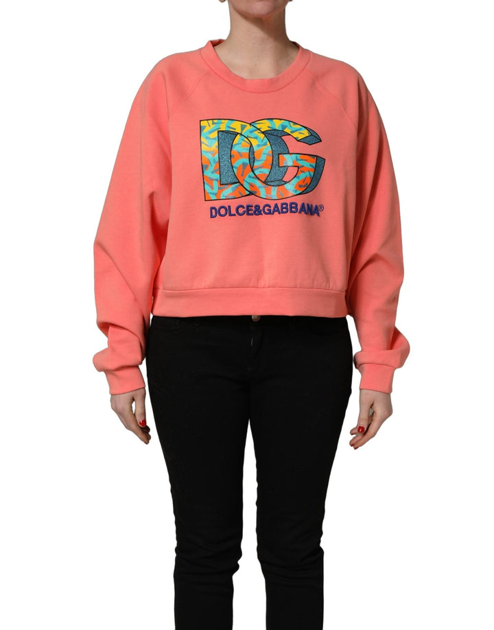 Dolce & Gabbana Pink Graphic Crew Neck Cropped Sweatshirt Sweater - RIMODA