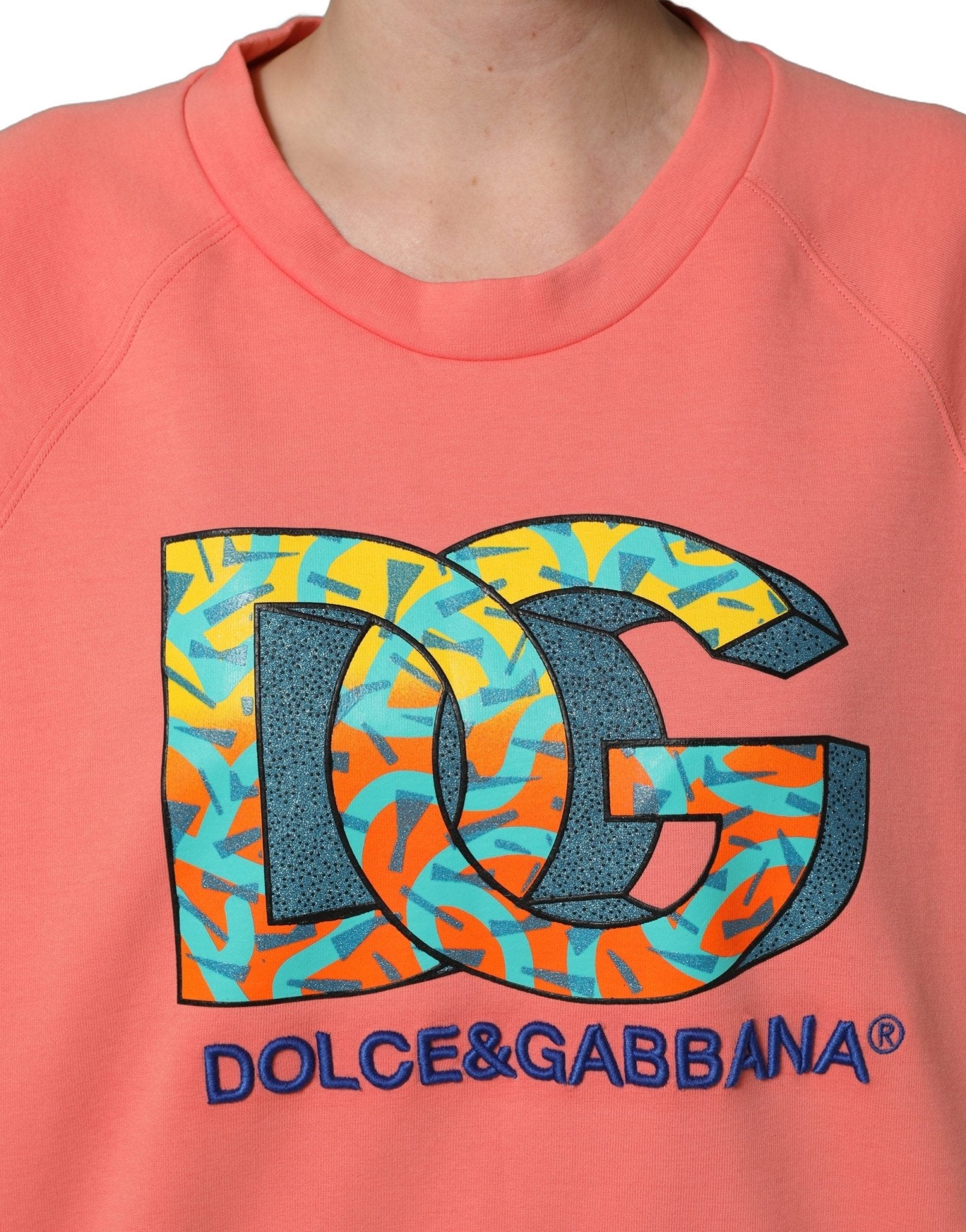 Dolce & Gabbana Pink Graphic Crew Neck Cropped Sweatshirt Sweater - RIMODA