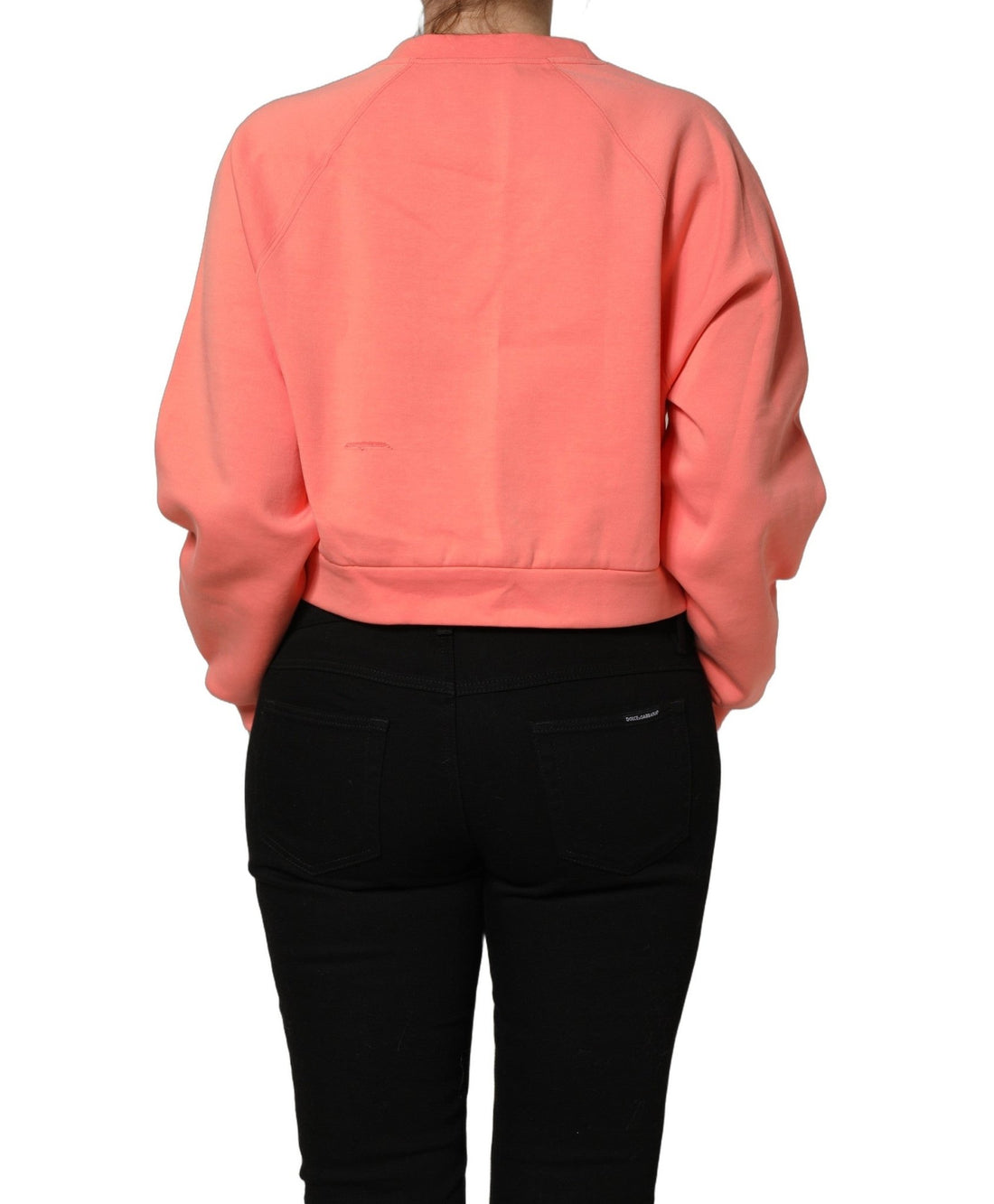 Dolce & Gabbana Pink Graphic Crew Neck Cropped Sweatshirt Sweater - RIMODA