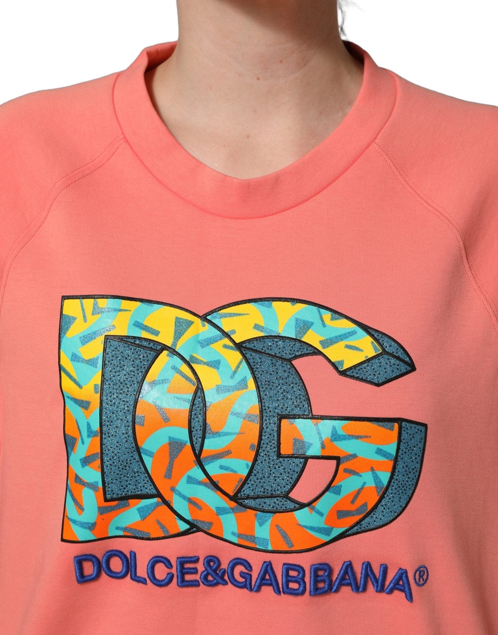 Dolce & Gabbana Pink Graphic Crew Neck Cropped Sweatshirt Sweater - RIMODA