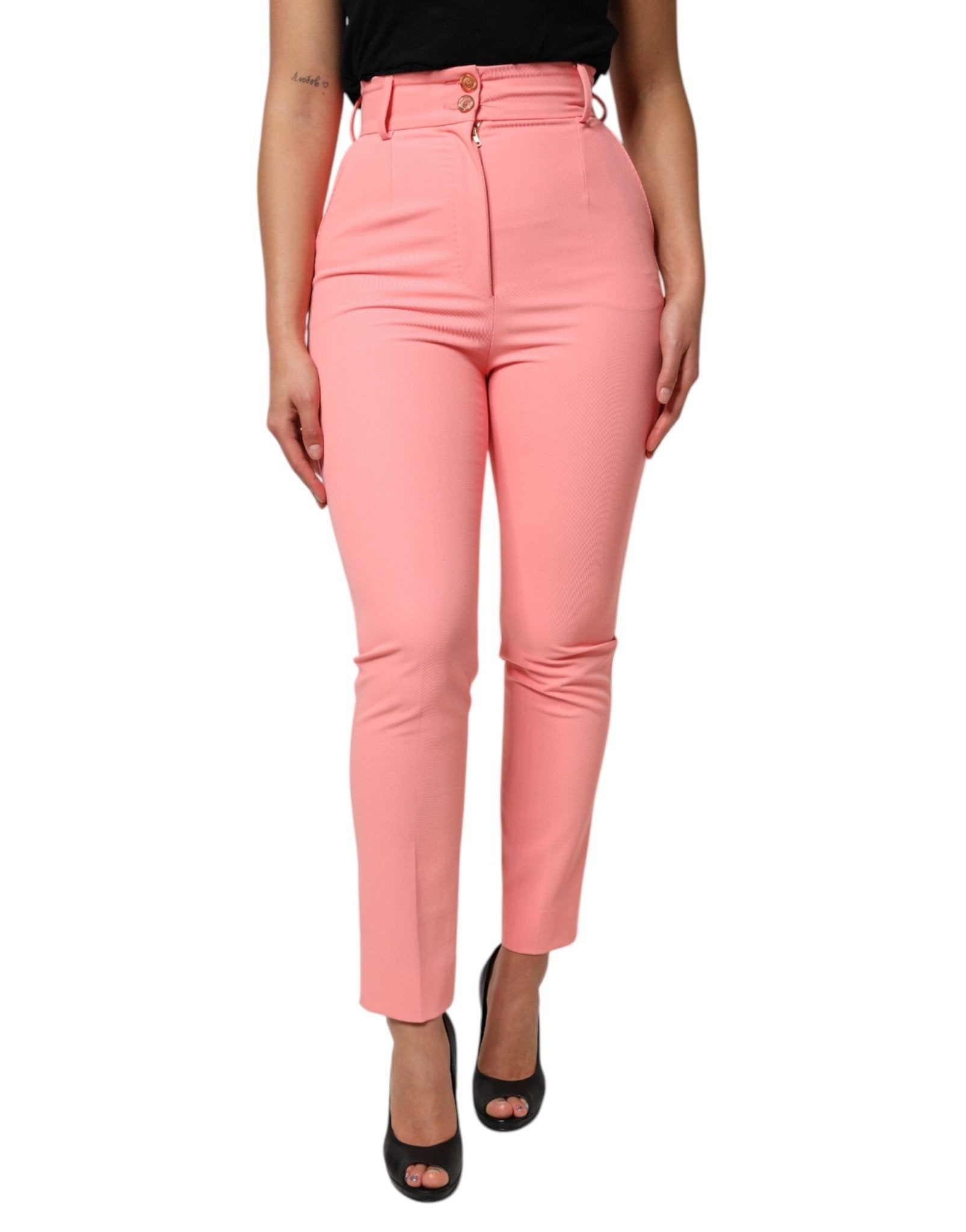 Dolce & Gabbana Pink High Waist Dress Tapered Trouser Pants - RIMODA