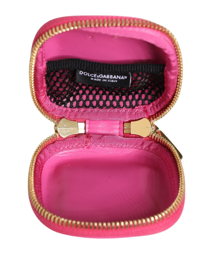Dolce & Gabbana Pink Lamb Leather Embossed Logo Holder Airpod Case - RIMODA
