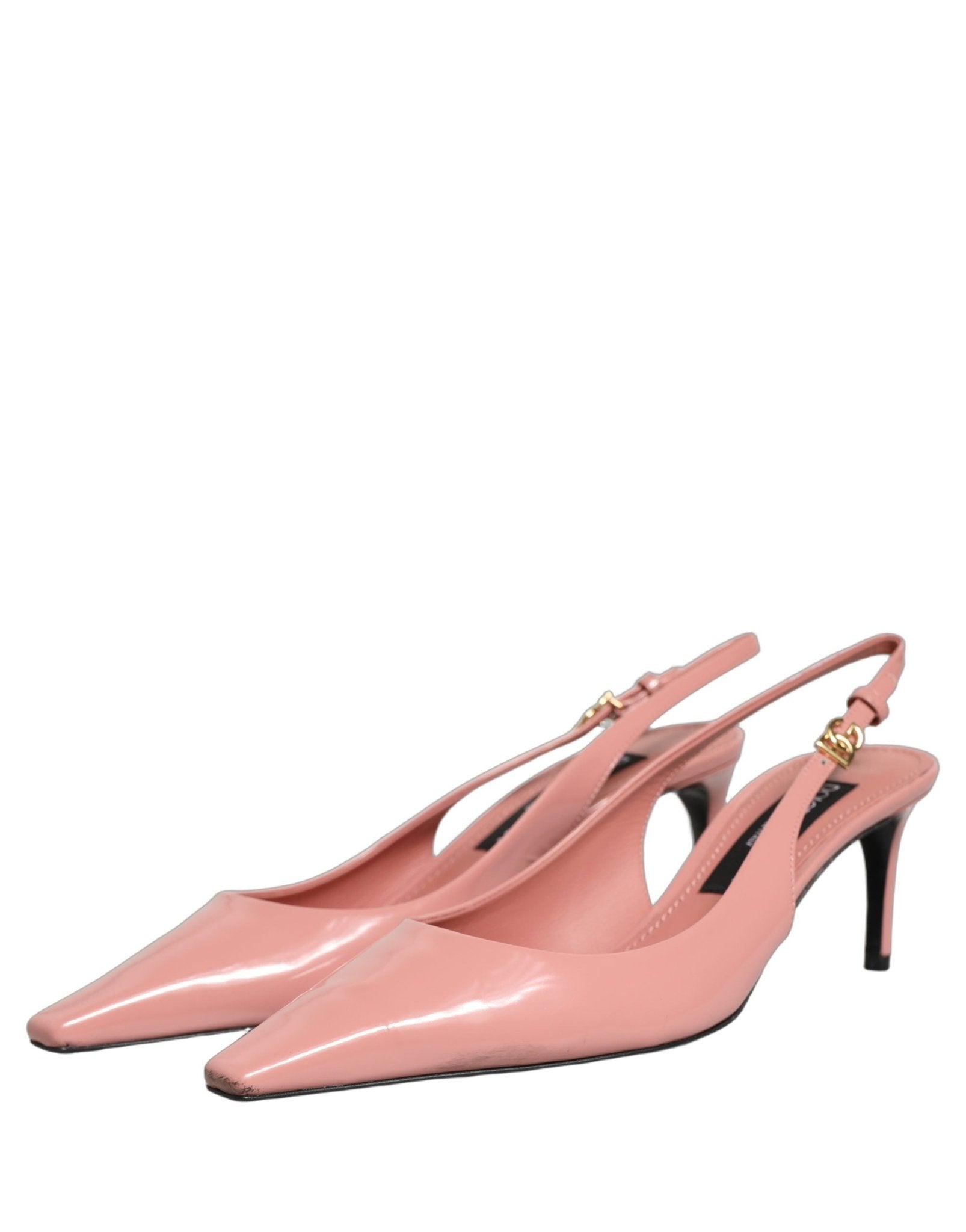 Dolce & Gabbana Pink Leather Mid Heels Slingbacks Shoes - RIMODA