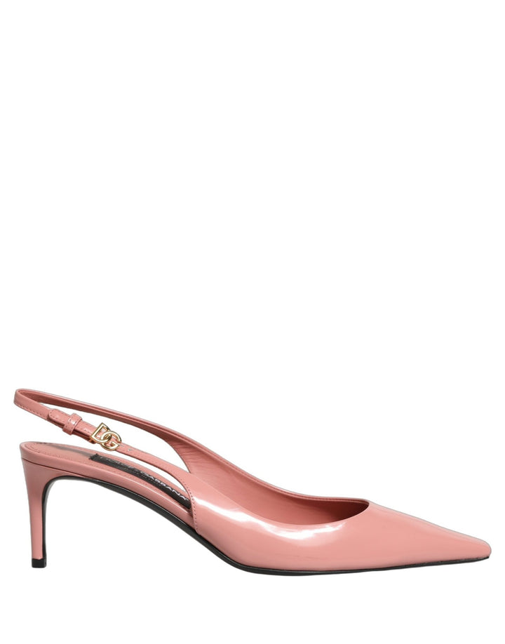 Dolce & Gabbana Pink Leather Mid Heels Slingbacks Shoes - RIMODA