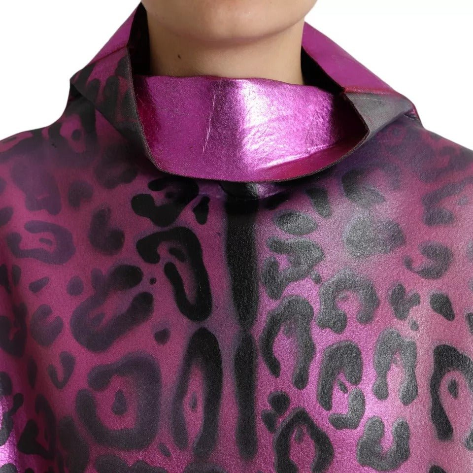 Dolce & Gabbana Pink Leopard Print Polyester Shift Midi Dress - RIMODA