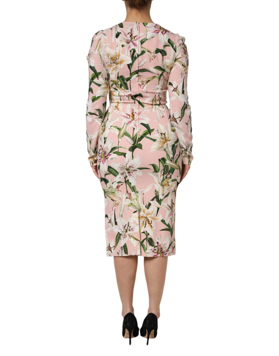 Dolce & Gabbana Pink Lily Viscose Sheath Stretch Midi Dress - RIMODA