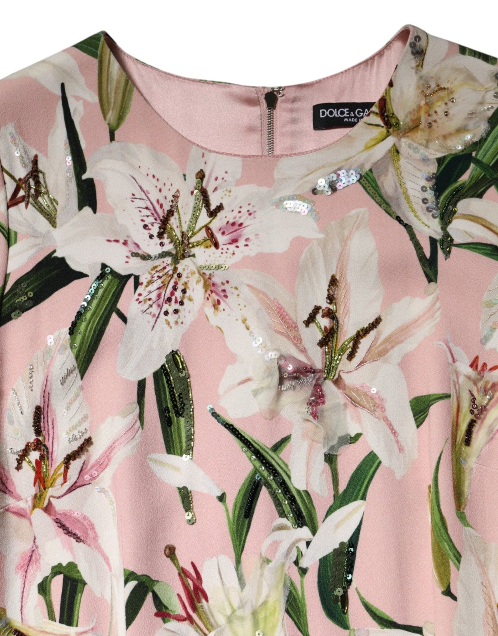 Dolce & Gabbana Pink Lily Viscose Sheath Stretch Midi Dress - RIMODA