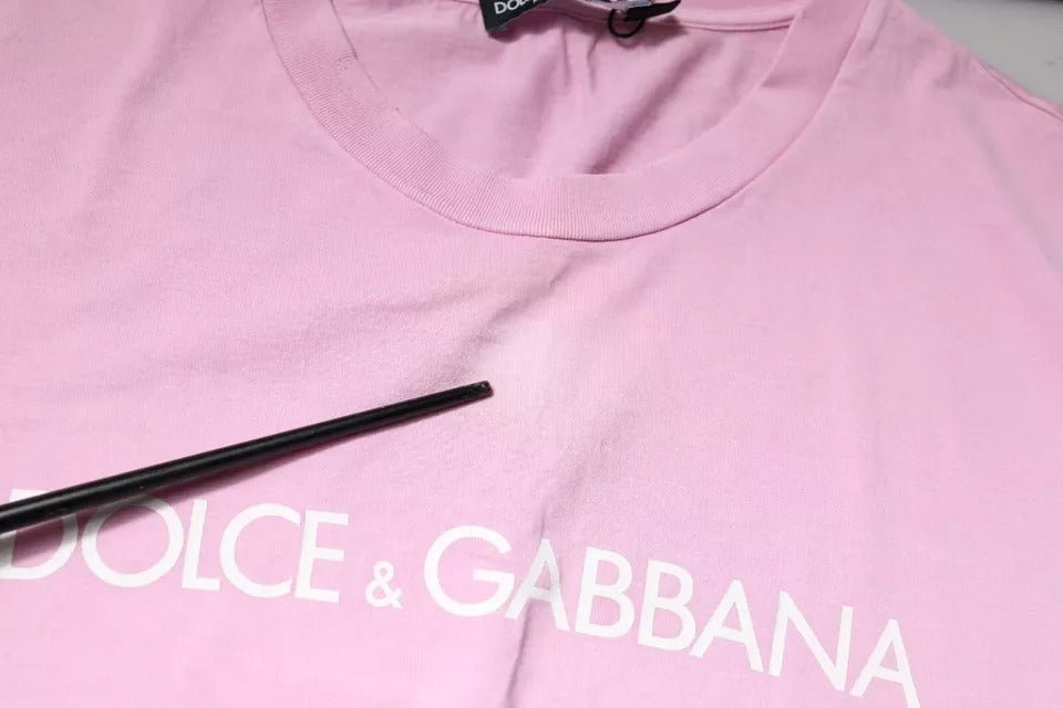 Dolce & Gabbana Pink Logo Print Cotton Crew Neck T-shirt - RIMODA