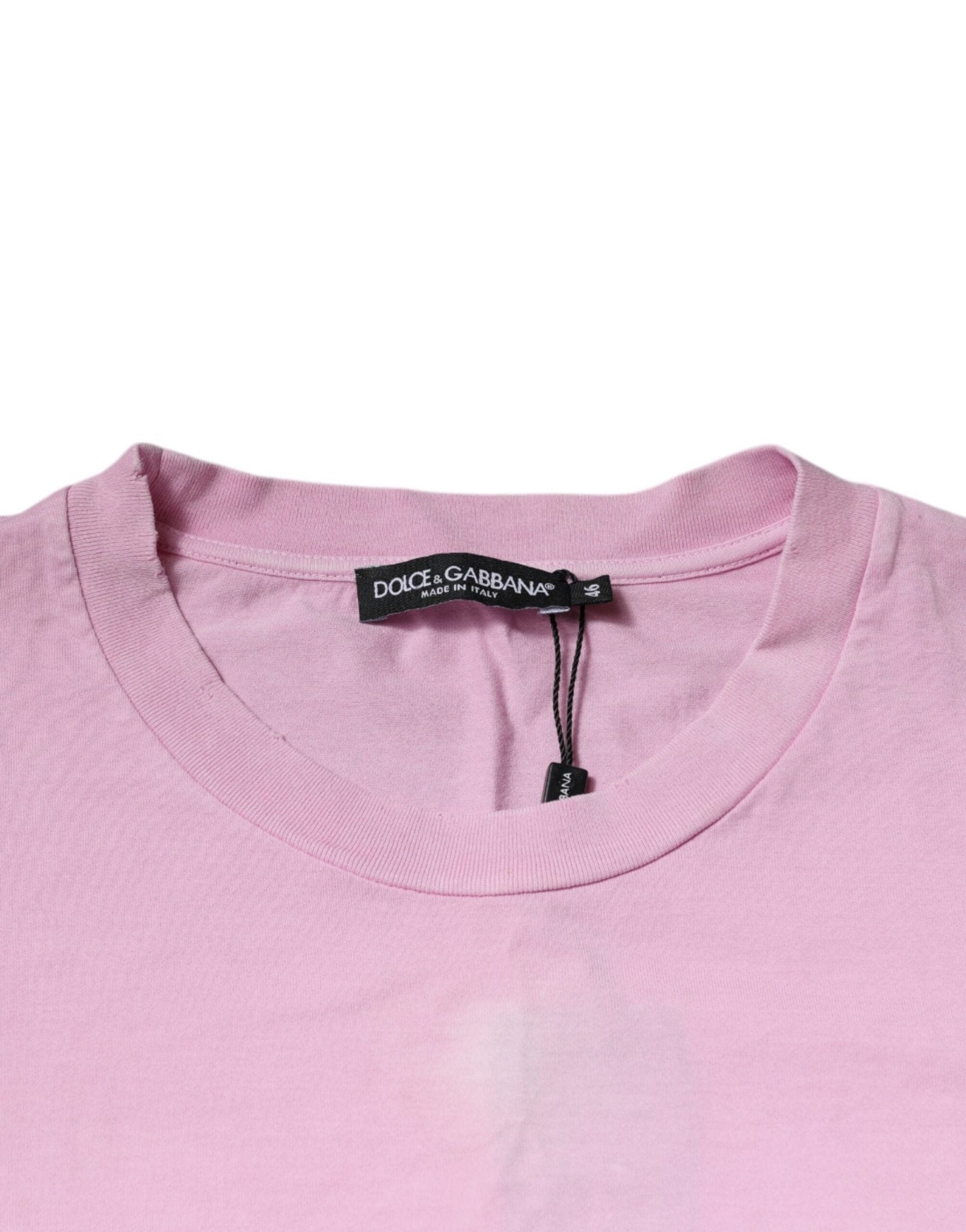 Dolce & Gabbana Pink Logo Print Cotton Crew Neck T-shirt - RIMODA