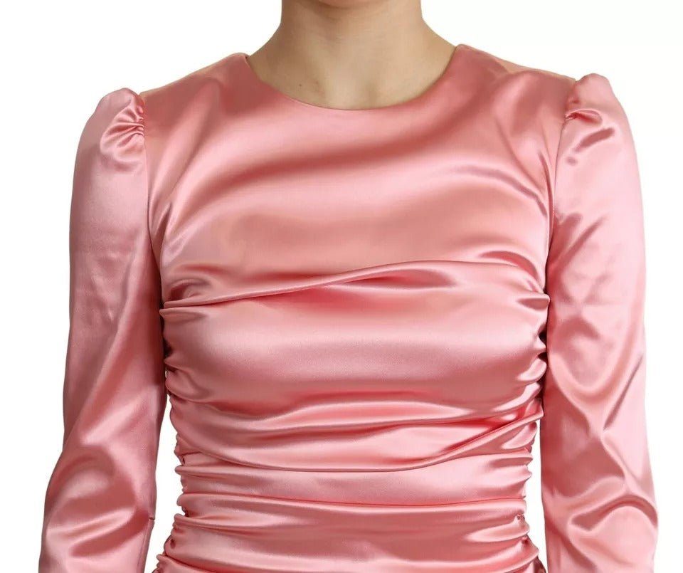 Dolce & Gabbana Pink Long Sleeves Bodycon Sheath Midi Dress - RIMODA